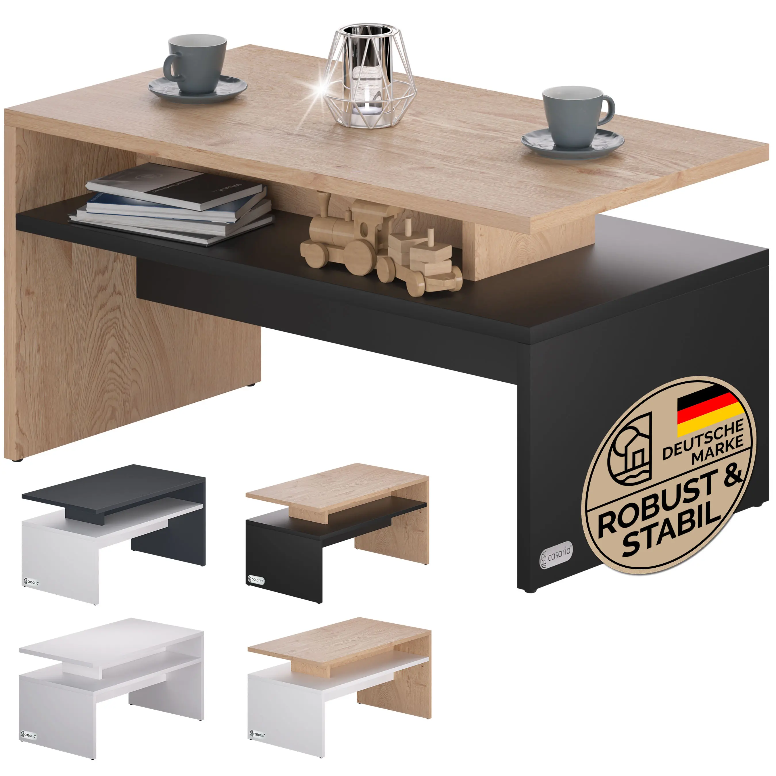 Couchtisch Sacramento Holz/Grau 95x55x50cm günstig online kaufen