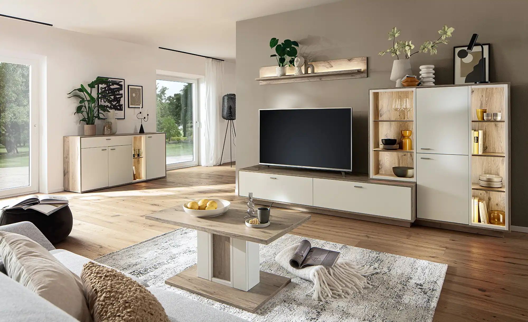 uno Highboard  Santerno ¦ holzfarben ¦ Maße (cm): B: 124 H: 140 T: 37.0 Kom günstig online kaufen