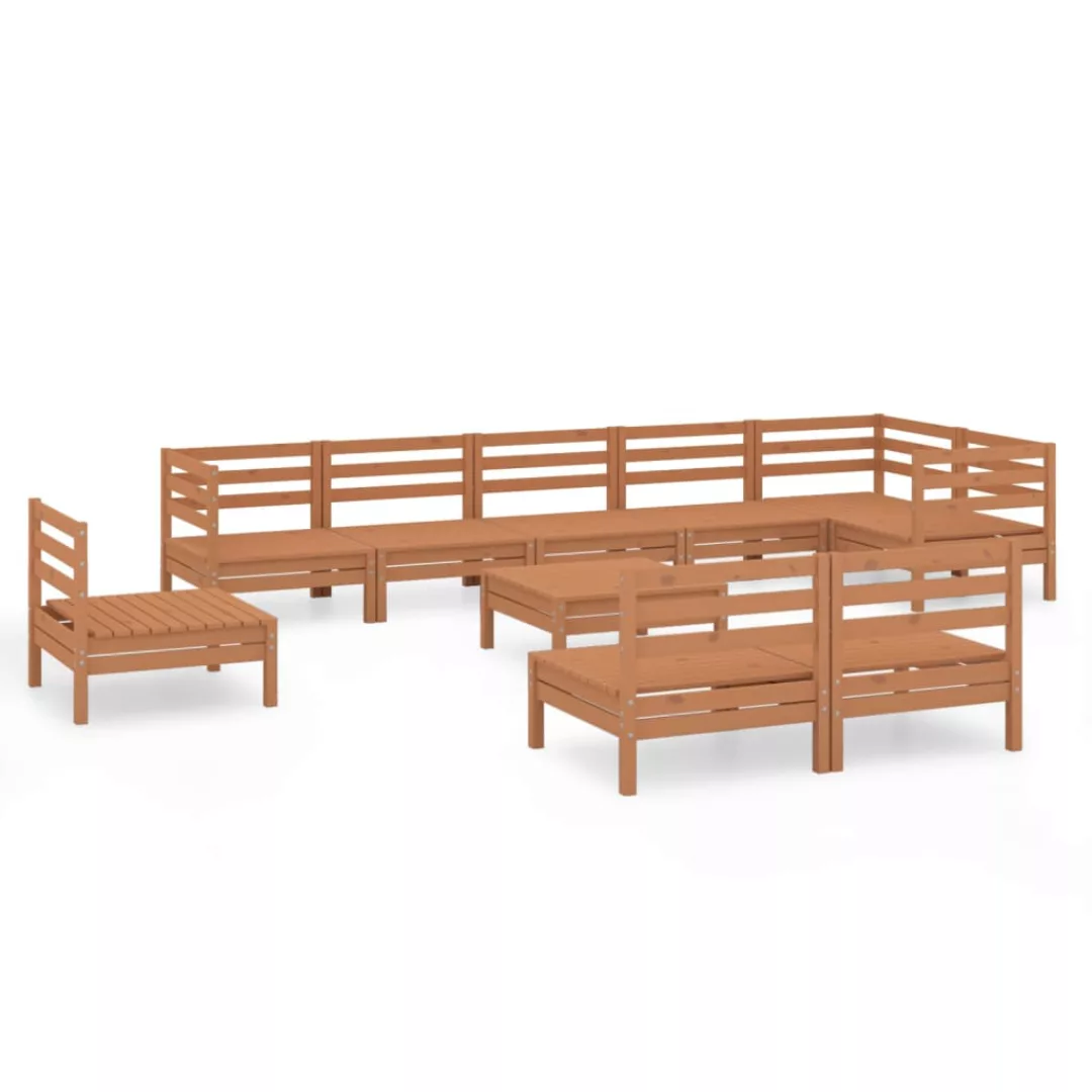 10-tlg. Garten-lounge-set Massivholz Kiefer Honigbraun günstig online kaufen