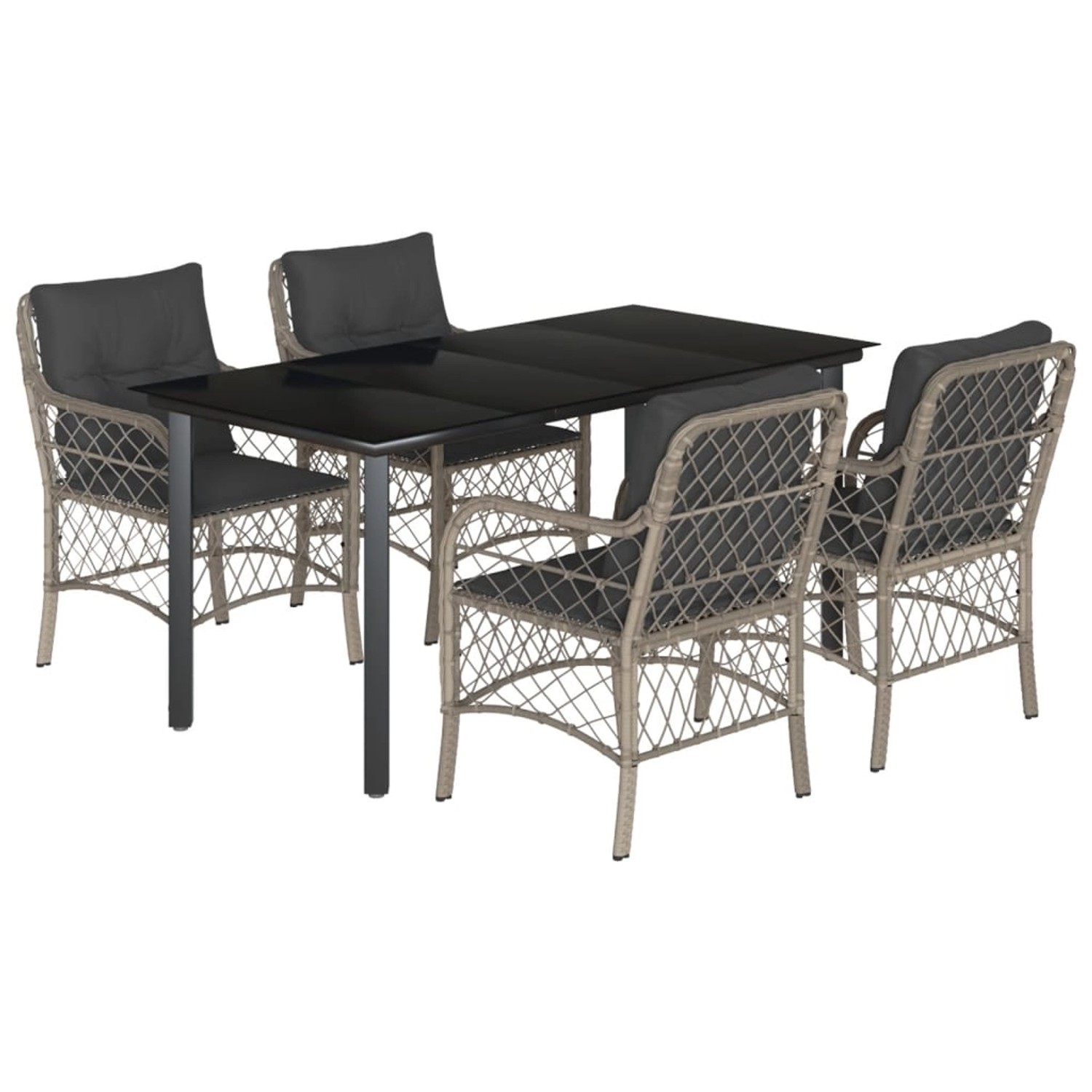 vidaXL 5-Tlg Garten-Essgruppe mit Kissen Hellgrau Poly Rattan 3212176 günstig online kaufen
