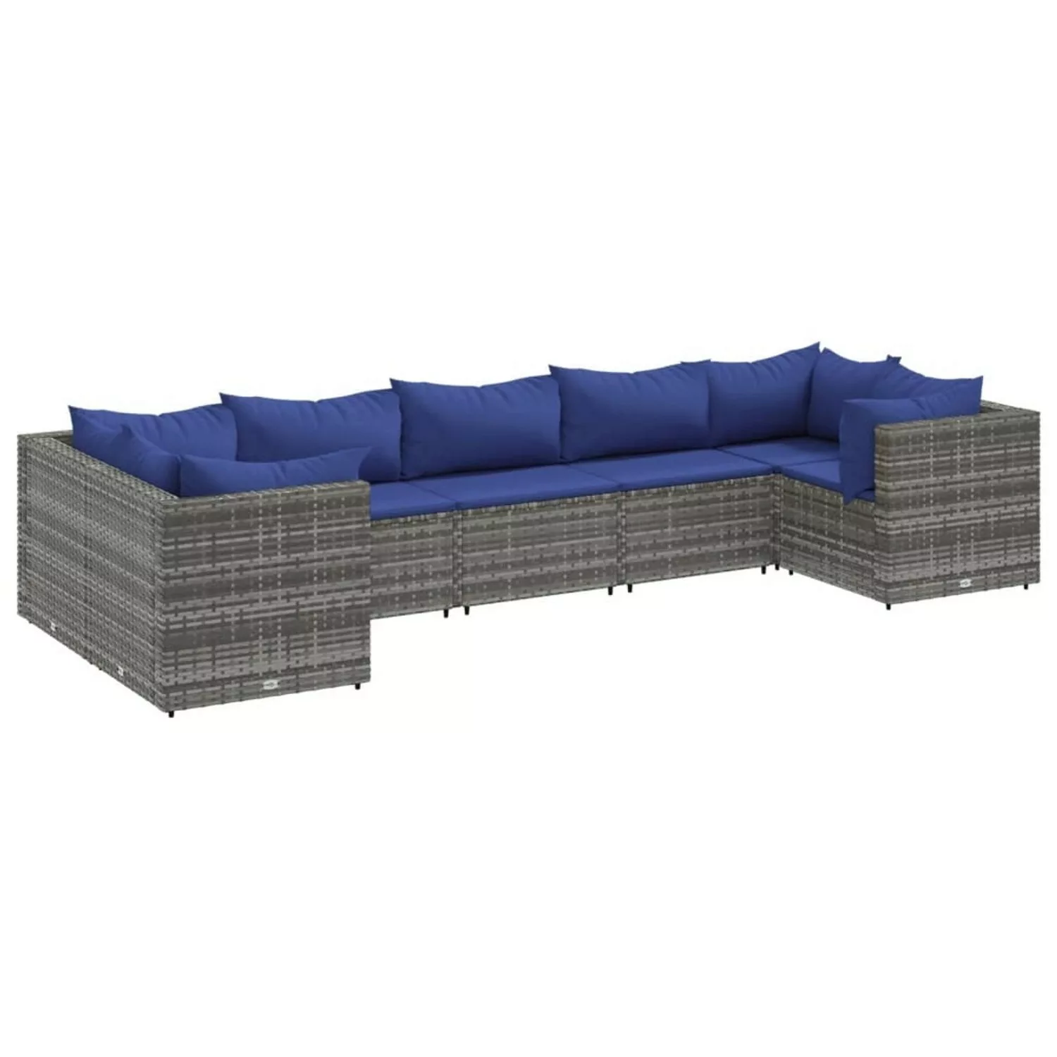 vidaXL 7-tlg Garten-Lounge-Set mit Kissen Grau Poly Rattan Modell 93 günstig online kaufen