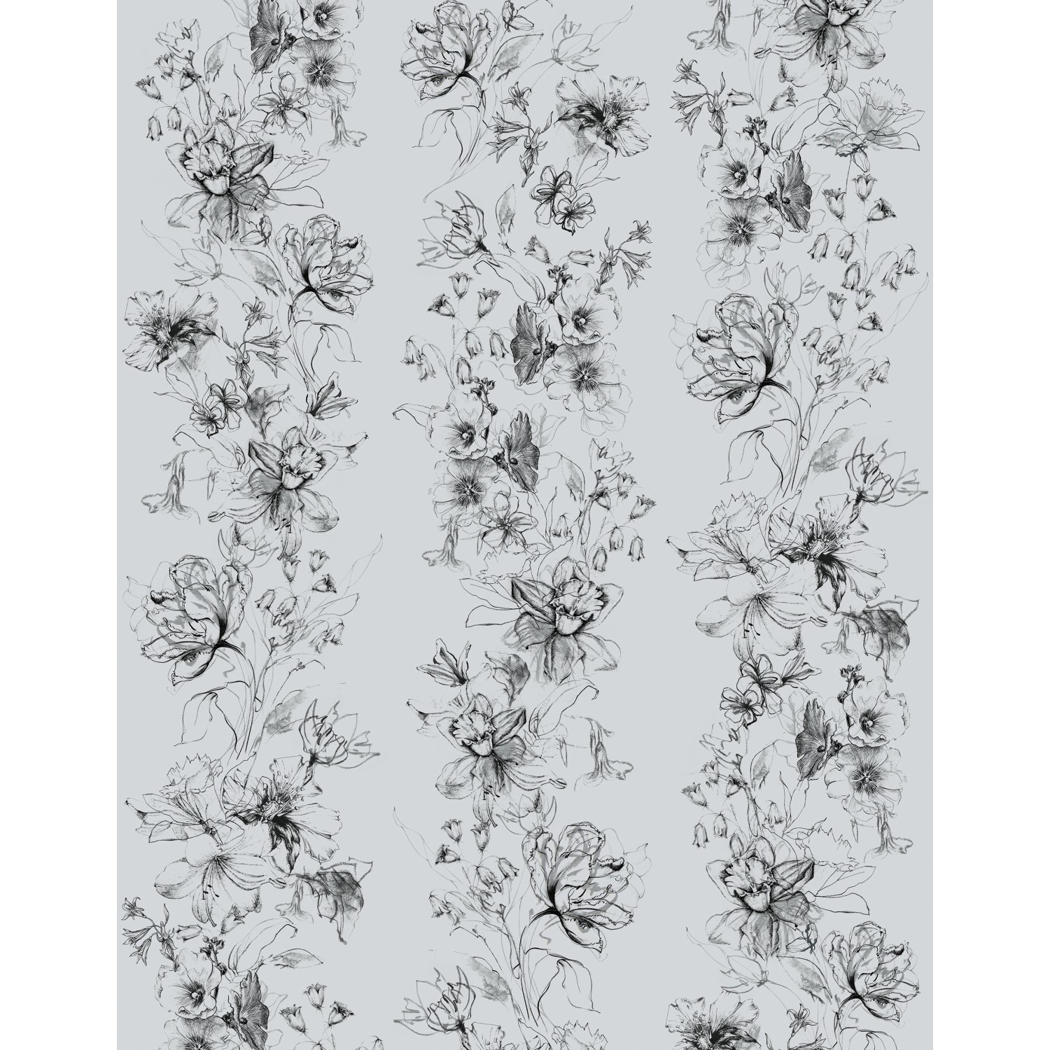 Marburg Vliestapete Blumen Crushed-Optik Modern 270 cm x 210 cm Grau günstig online kaufen