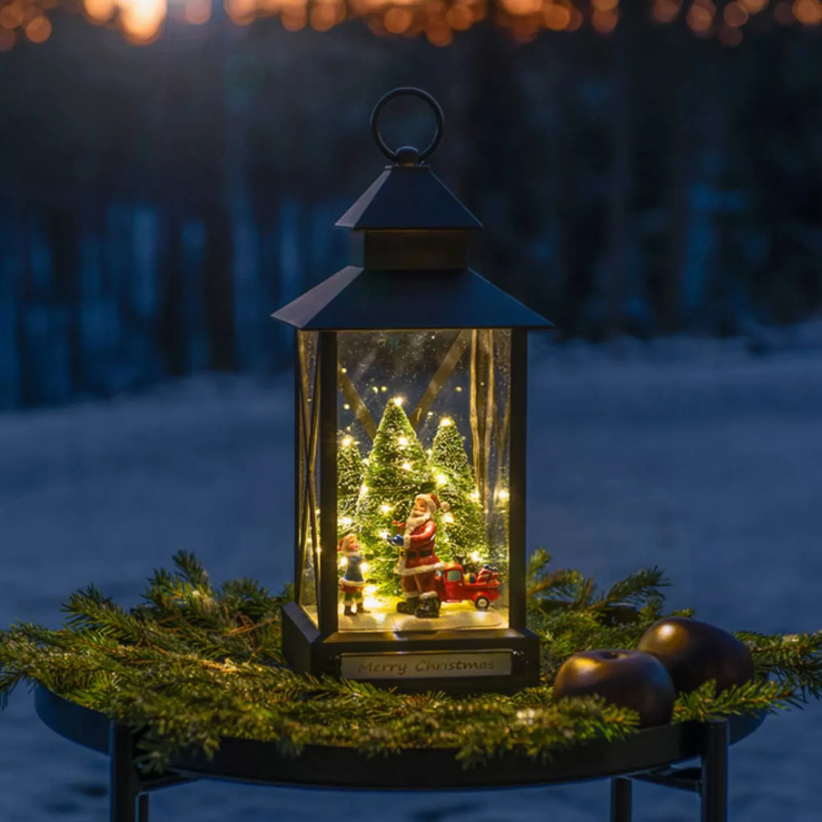 KONSTSMIDE LED Laterne "Weihnachtsmann mit Kind und Weihnachtsbaum, Weihnac günstig online kaufen