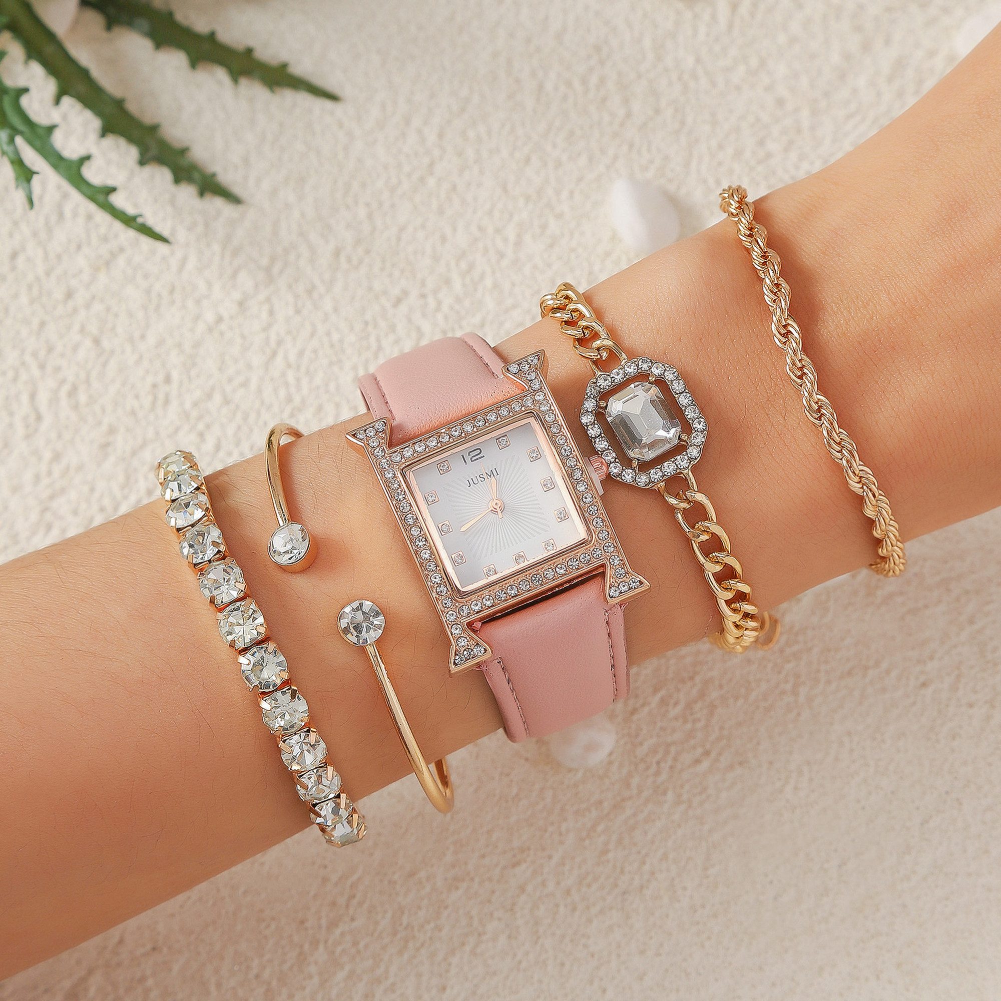 ibettertec Quarzuhr 5pcs Armbanduhr Volle Kristall günstig online kaufen
