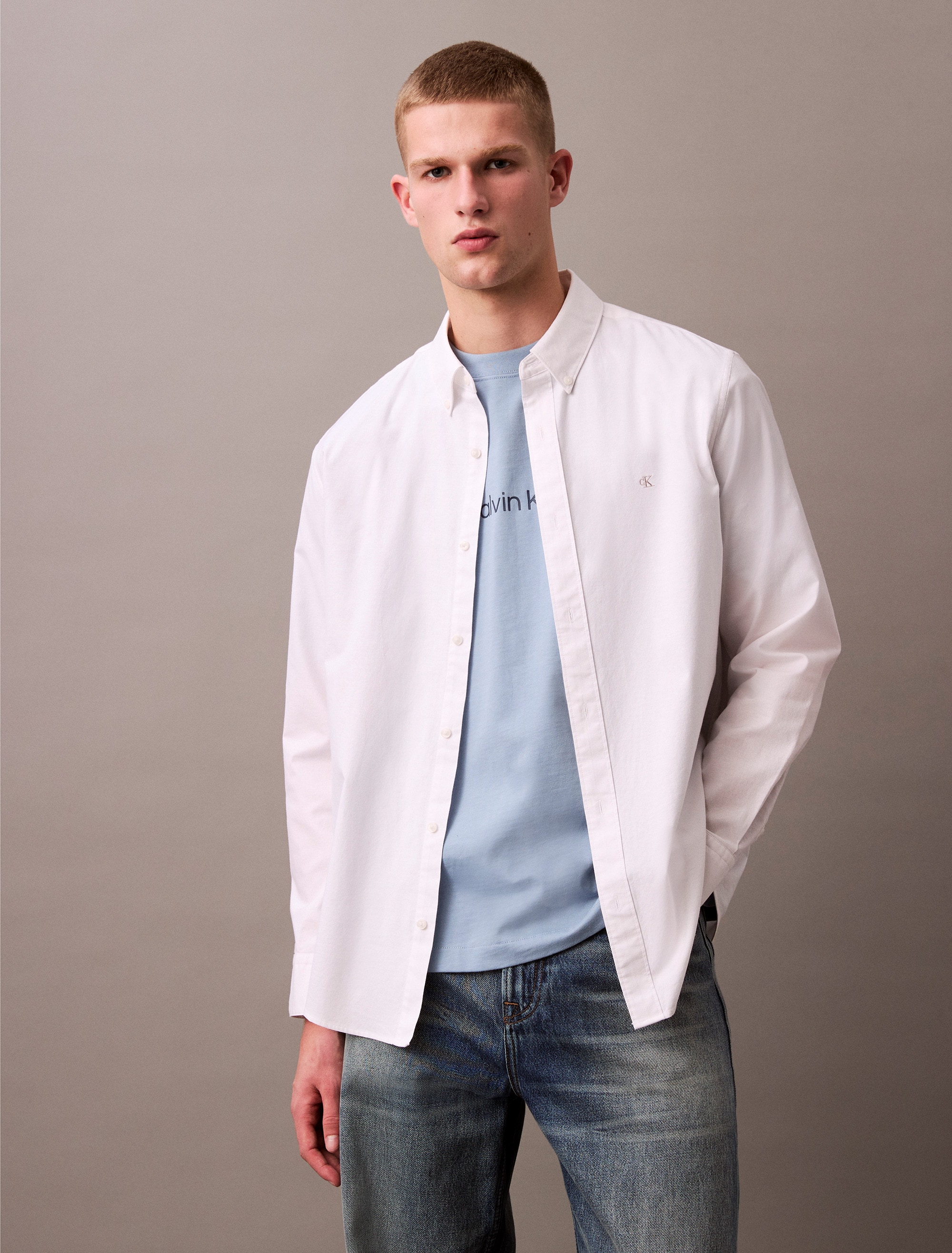 Calvin Klein Jeans Langarmhemd "LS SOLID OXFORD CLASSIC SHIRT", Mit Rundhal günstig online kaufen