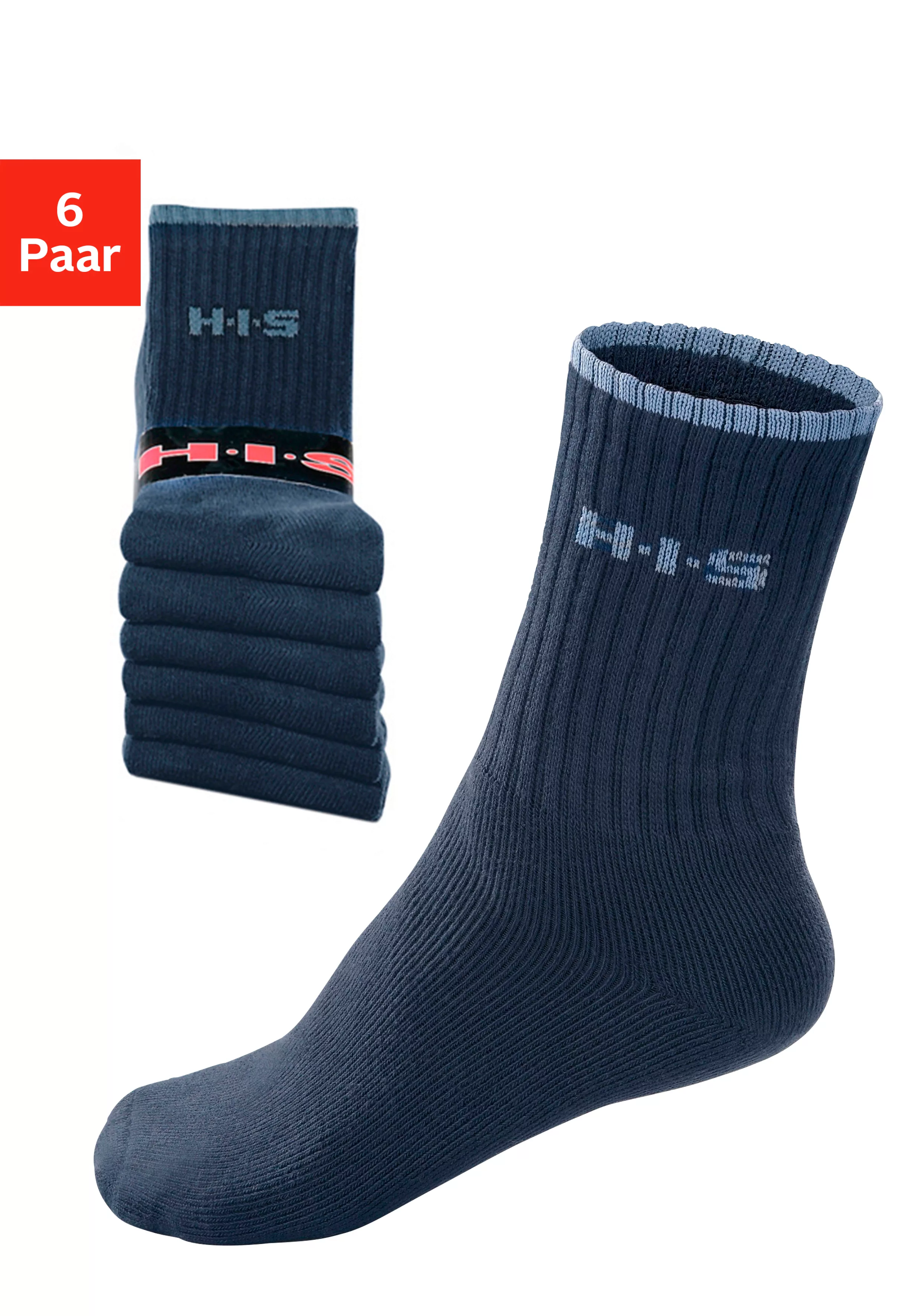 H.I.S Sportsocken, (Packung, 6 Paar), mit Frottee & verstärkten Belastungsz günstig online kaufen