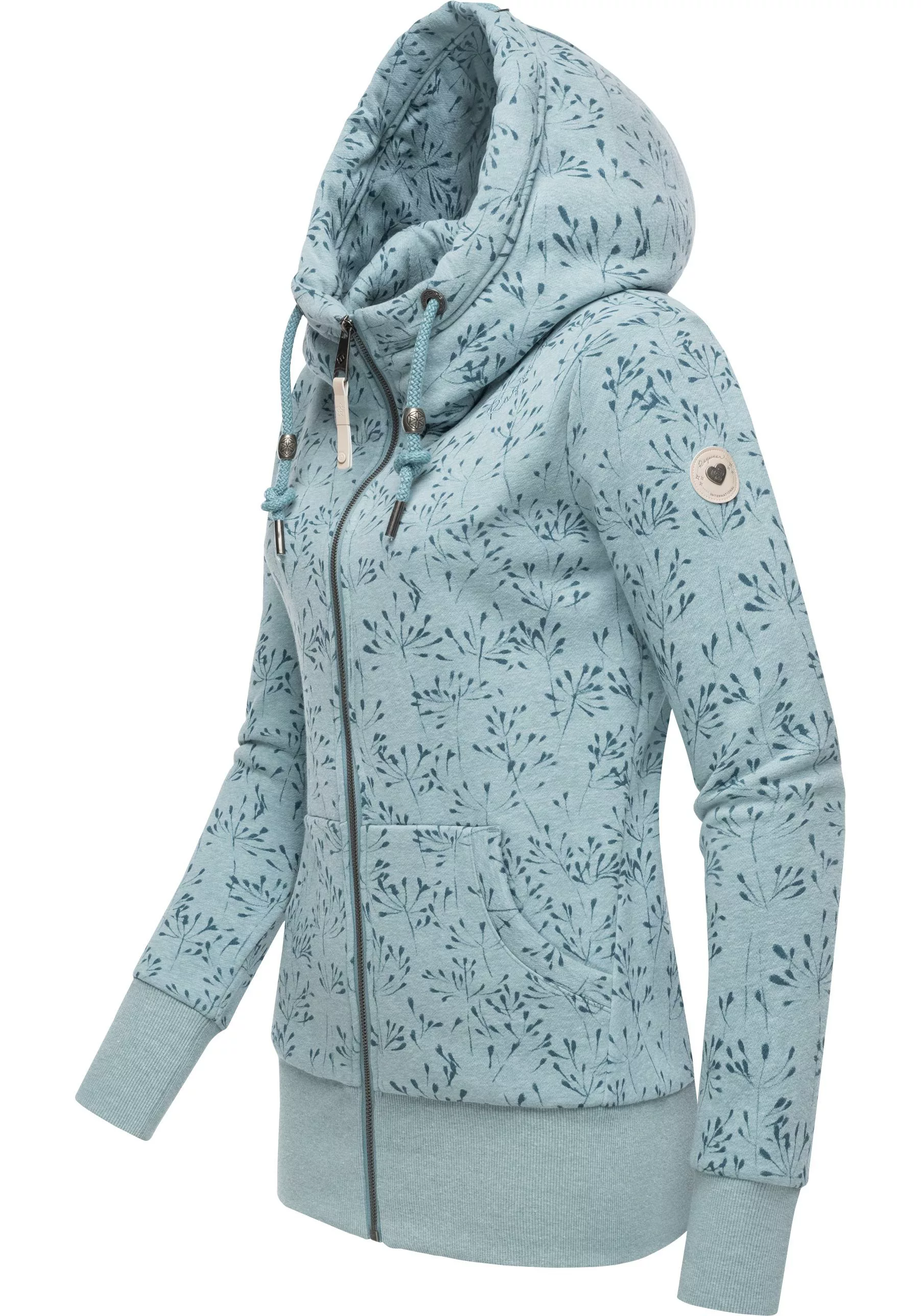 Ragwear Sweatjacke "Neska Zip Flowers", sportlicher Damen Zip-Hoodie mit Ka günstig online kaufen