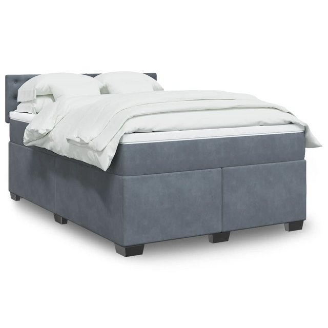 vidaXL Boxspringbett, Boxspringbett mit Matratze Dunkelgrau 140x200 cm Samt günstig online kaufen