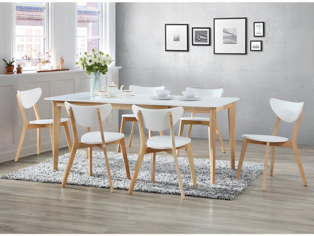 Stuhl 2er-Set - MDF & Kautschukholz - Weiß - CARINE günstig online kaufen