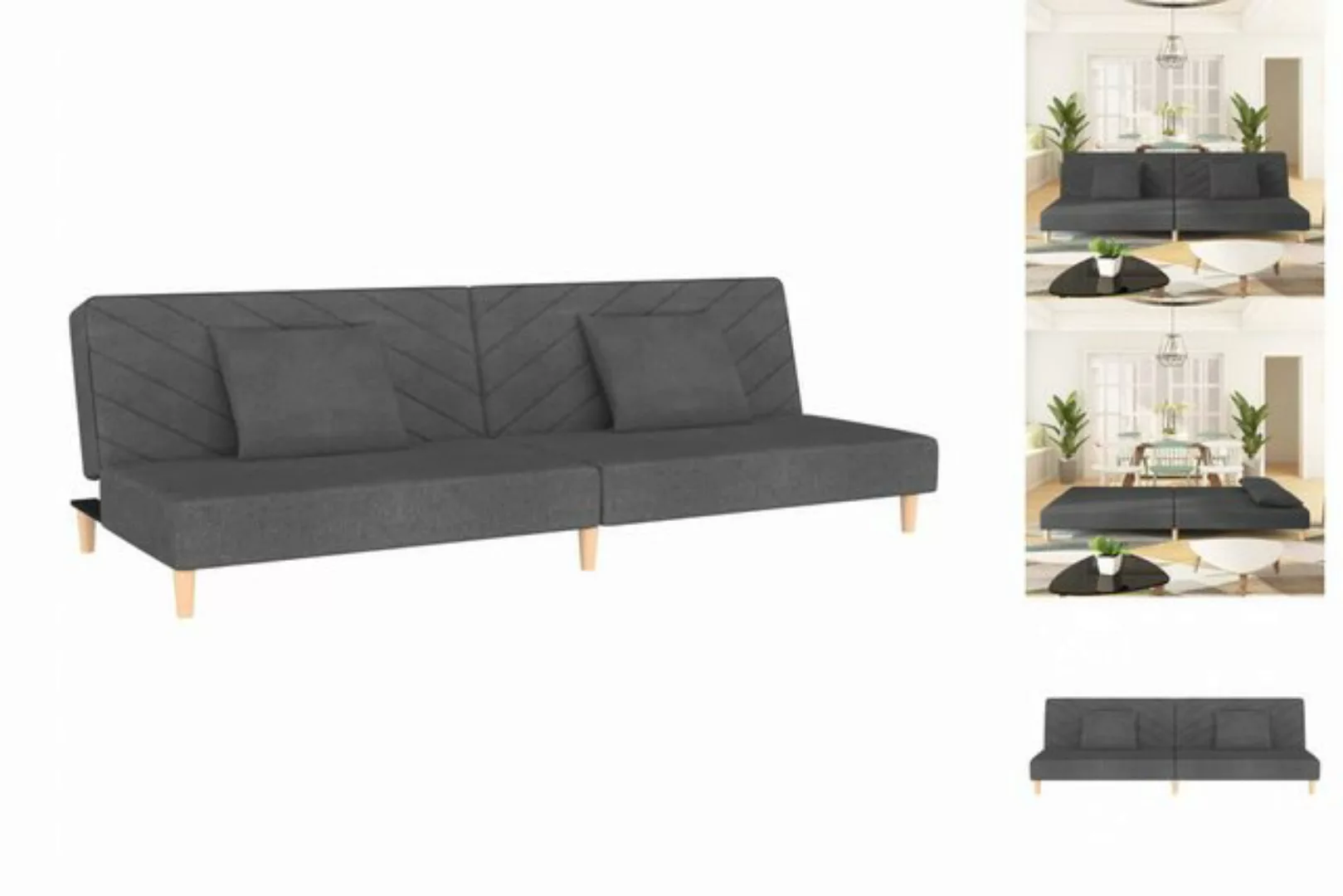 vidaXL Sofa Schlafsofa 2-Sitzer mit 2 Kissen Dunkelgrau Stoff günstig online kaufen