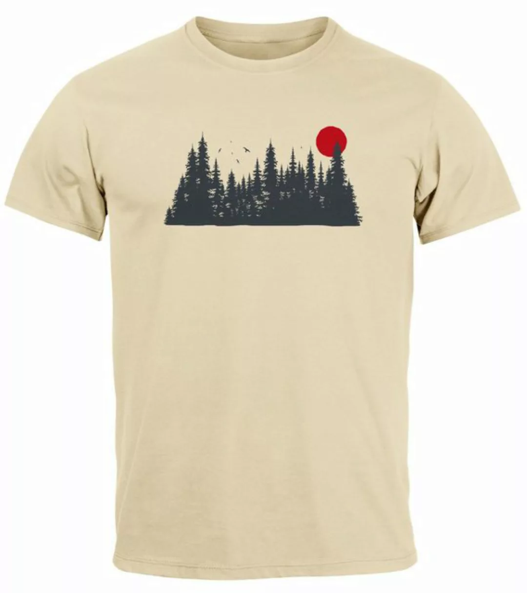 Neverless Print-Shirt Herren T-Shirt Motivshirt Frontprint Wald Silhouette günstig online kaufen