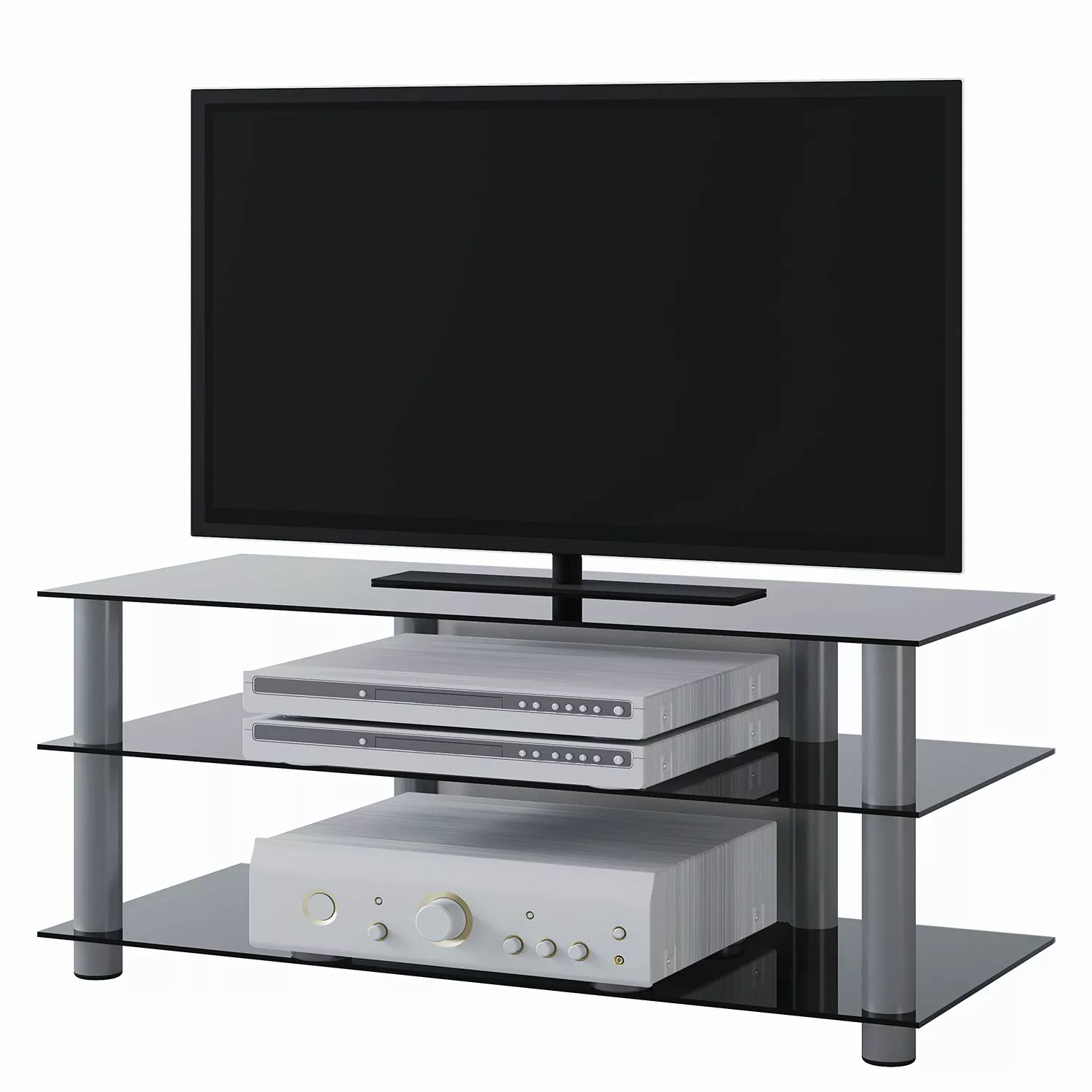 VCM TV Möbel Sideboard Fernsehschrank Rack Fernseh Board Alu Glas Tisch Zum günstig online kaufen