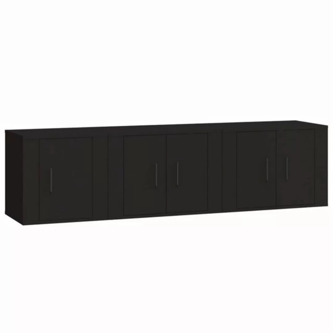 furnicato TV-Schrank 3-tlg. TV-Schrank-Set Schwarz Holzwerkstoff günstig online kaufen