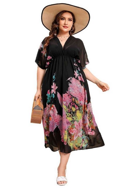 AUKUU Sommerkleid Bohemian Damen Chiffon-Druck Maxikleid, Strandkleid, lock günstig online kaufen