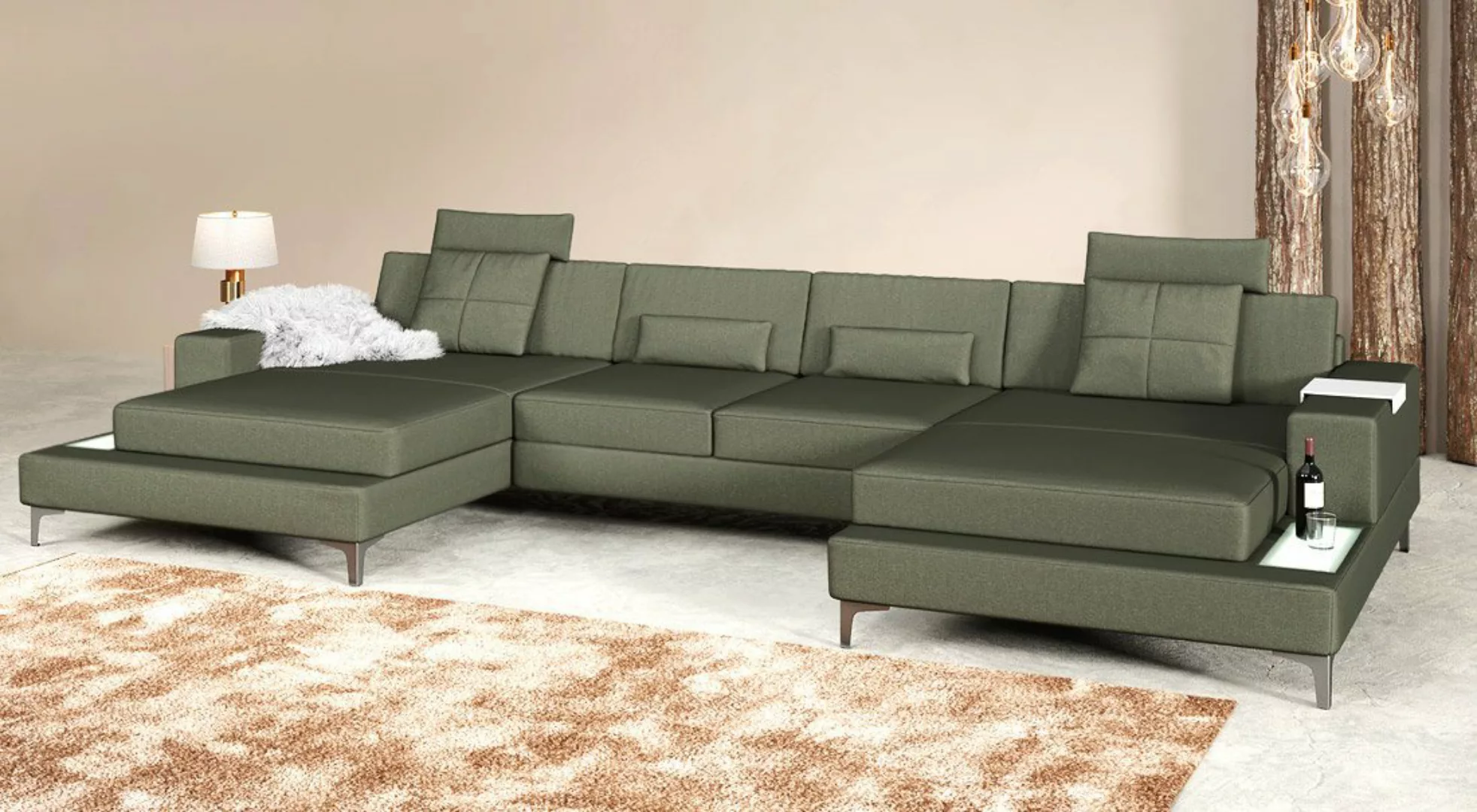 BULLHOFF Wohnlandschaft Wohnlandschaft XXL Ecksofa Eckcouch U-Form Designso günstig online kaufen