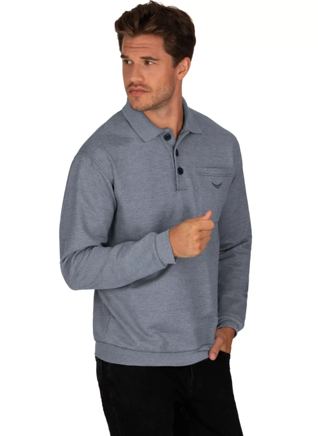Trigema Sweatshirt "TRIGEMA Langarm Polo aus Sweat-Qualität" günstig online kaufen