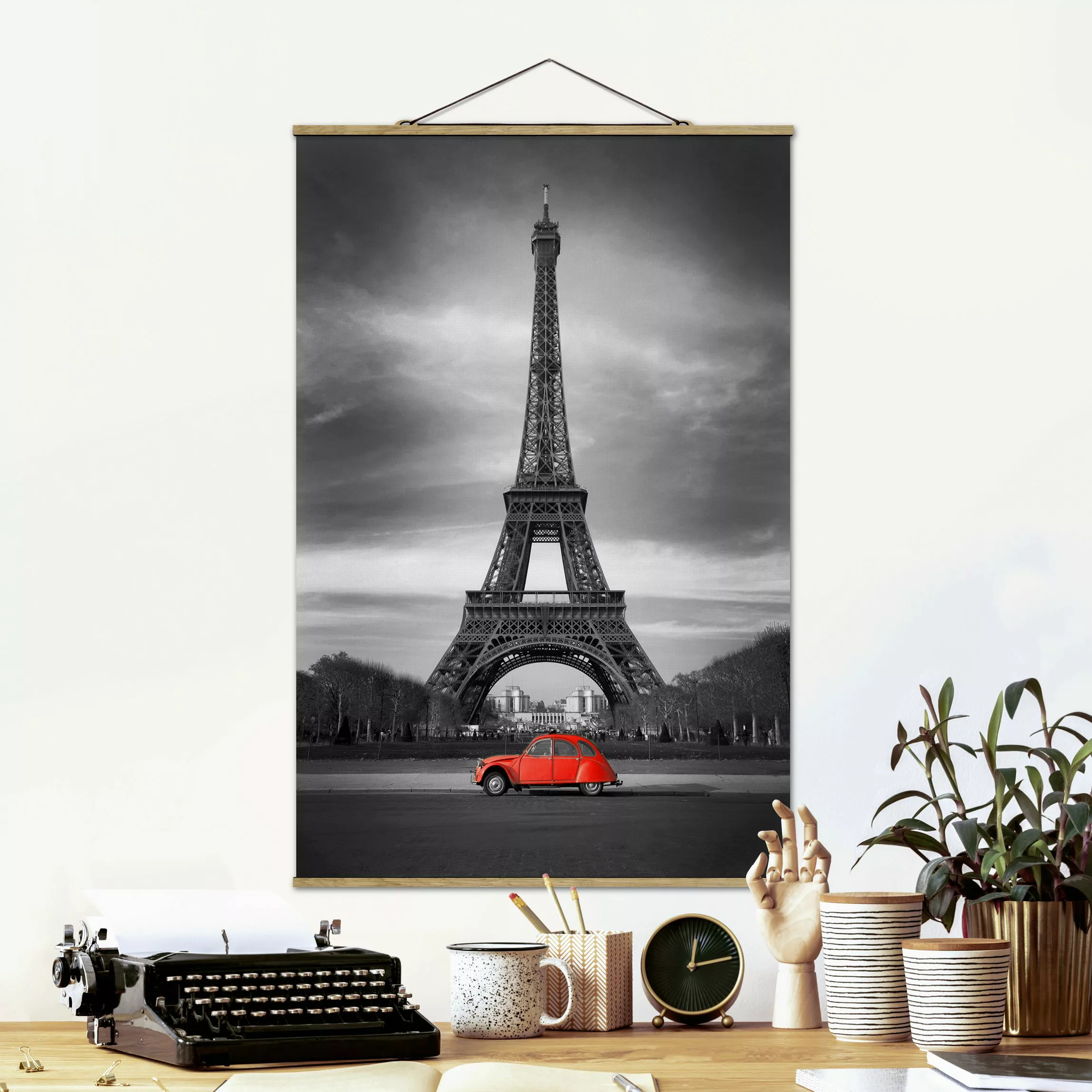 Stoffbild Architektur mit Posterleisten - Hochformat Spot on Paris günstig online kaufen