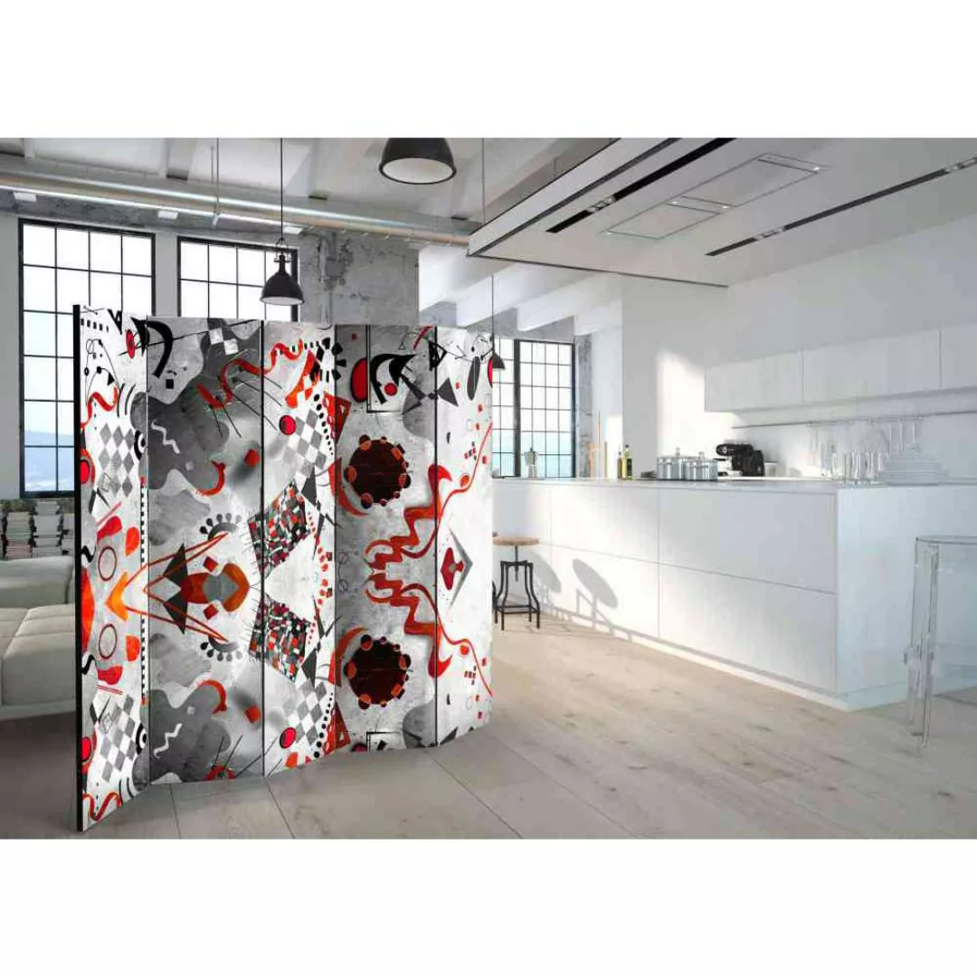 Raumtrenner Paravent mit abstraktem Muster 225 cm breit günstig online kaufen