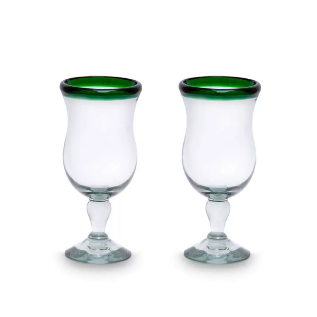 Cocktailgläser 2er Set Grüner Rand Geschwungen, Mundgeblasene Gläser Aus Me günstig online kaufen