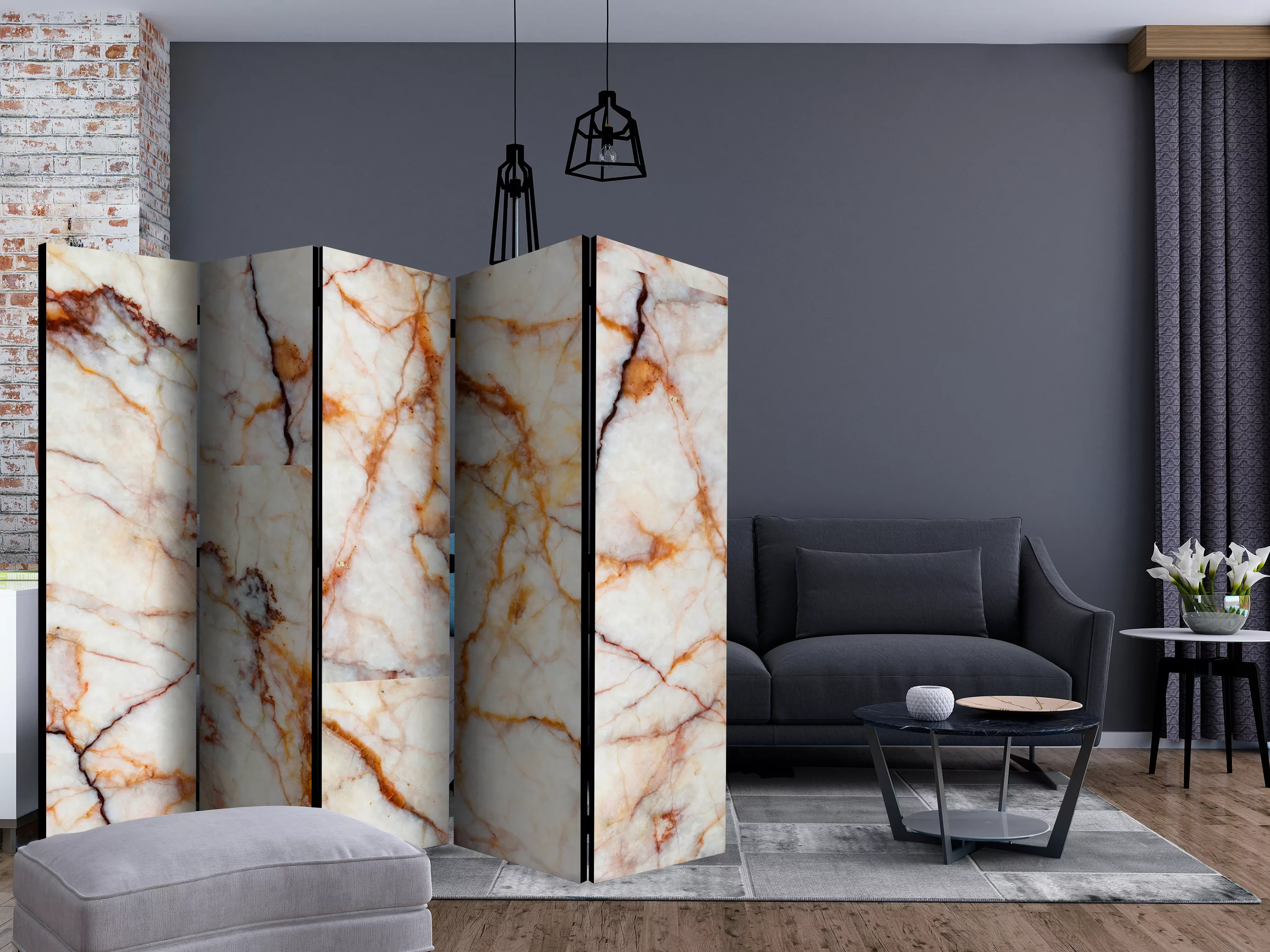 5-teiliges Paravent - Marble Plate Ii [room Dividers] günstig online kaufen