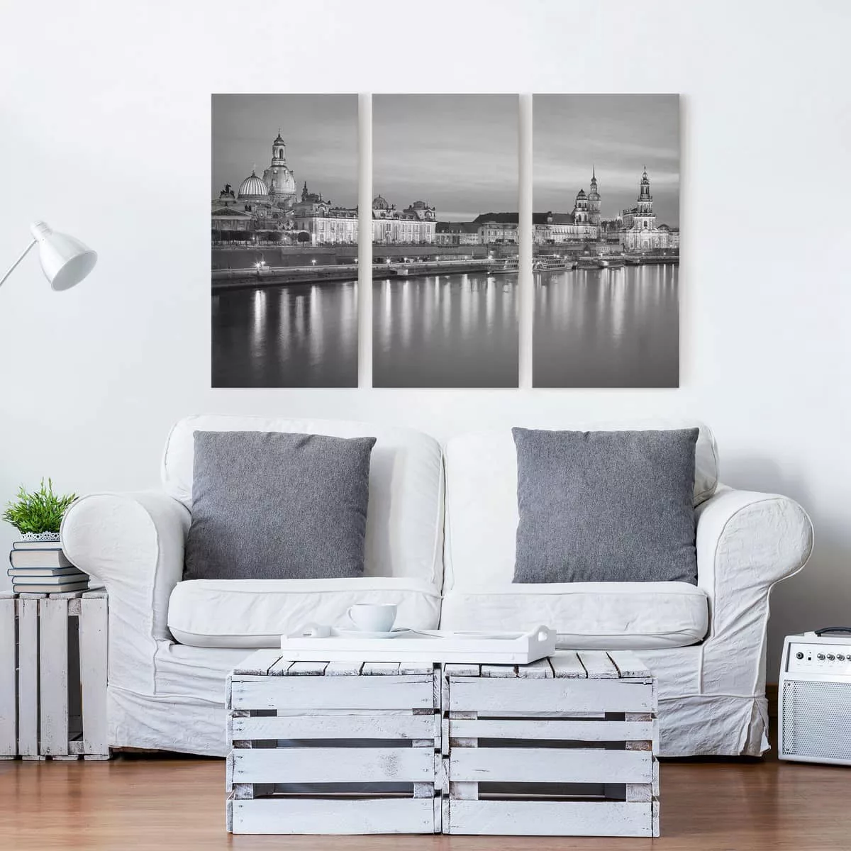 3-teiliges Leinwandbild Architektur & Skyline - Querformat Canaletto-Blick günstig online kaufen