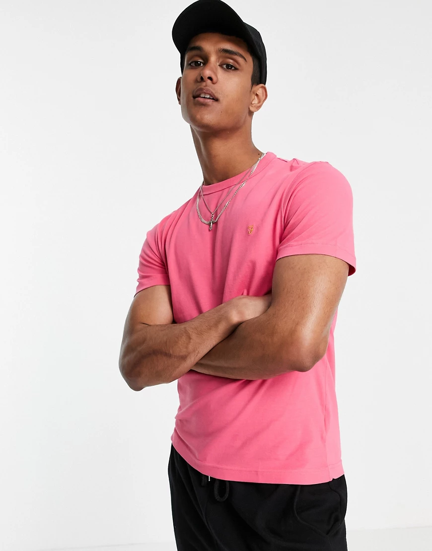 Farah – Danny – T-Shirt in Orange aus Bio-Baumwolle-Rosa günstig online kaufen