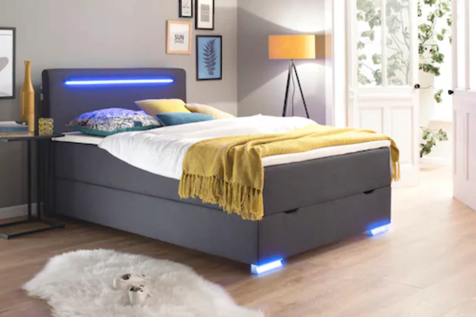 meise.möbel Boxspringbett "Las Vegas", Füße und Kopfteil mit LED-Beleuchtun günstig online kaufen