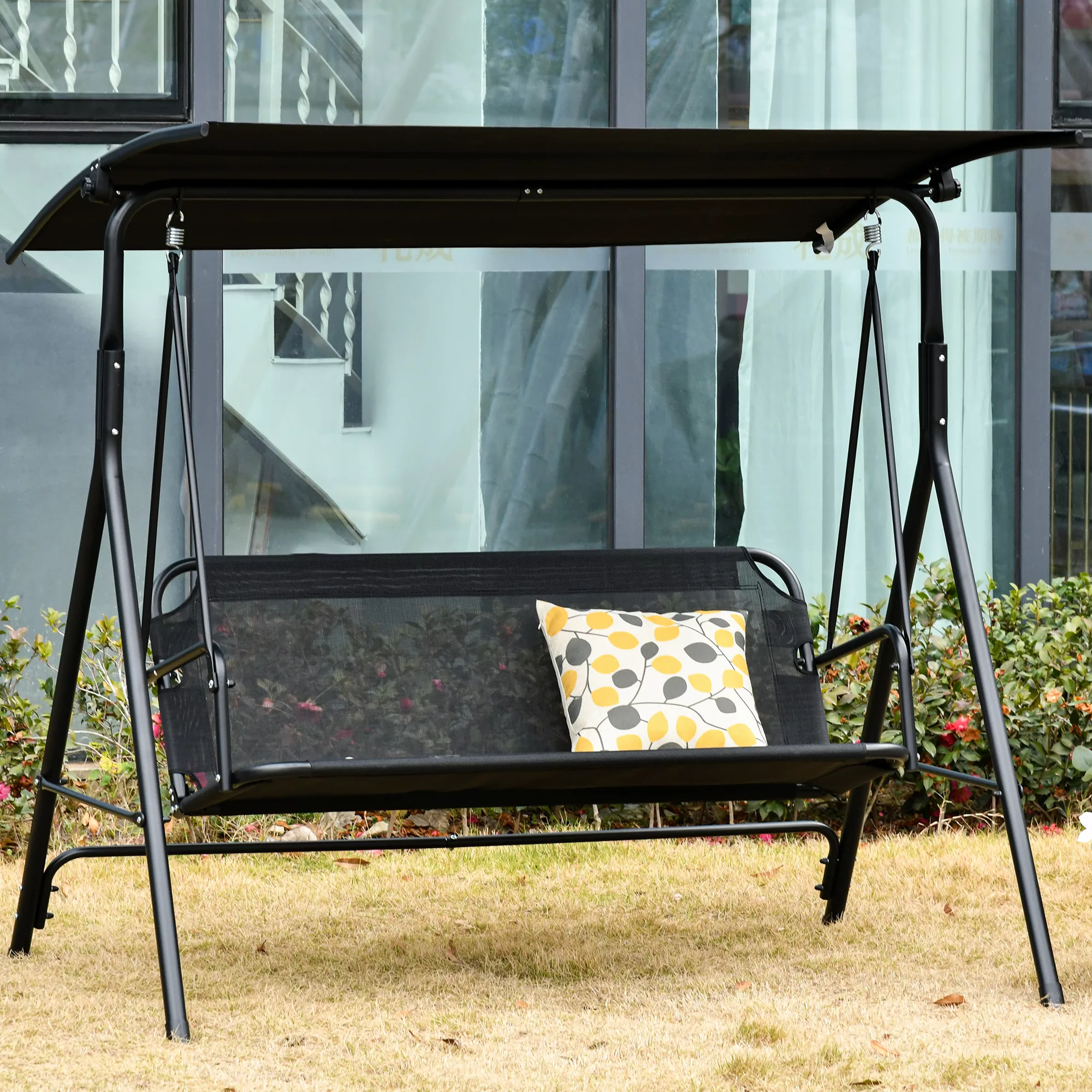 Outsunny 2-Sitzer Hollywoodschaukel Outdoor Gartenliege UV-beständig Hochwe günstig online kaufen