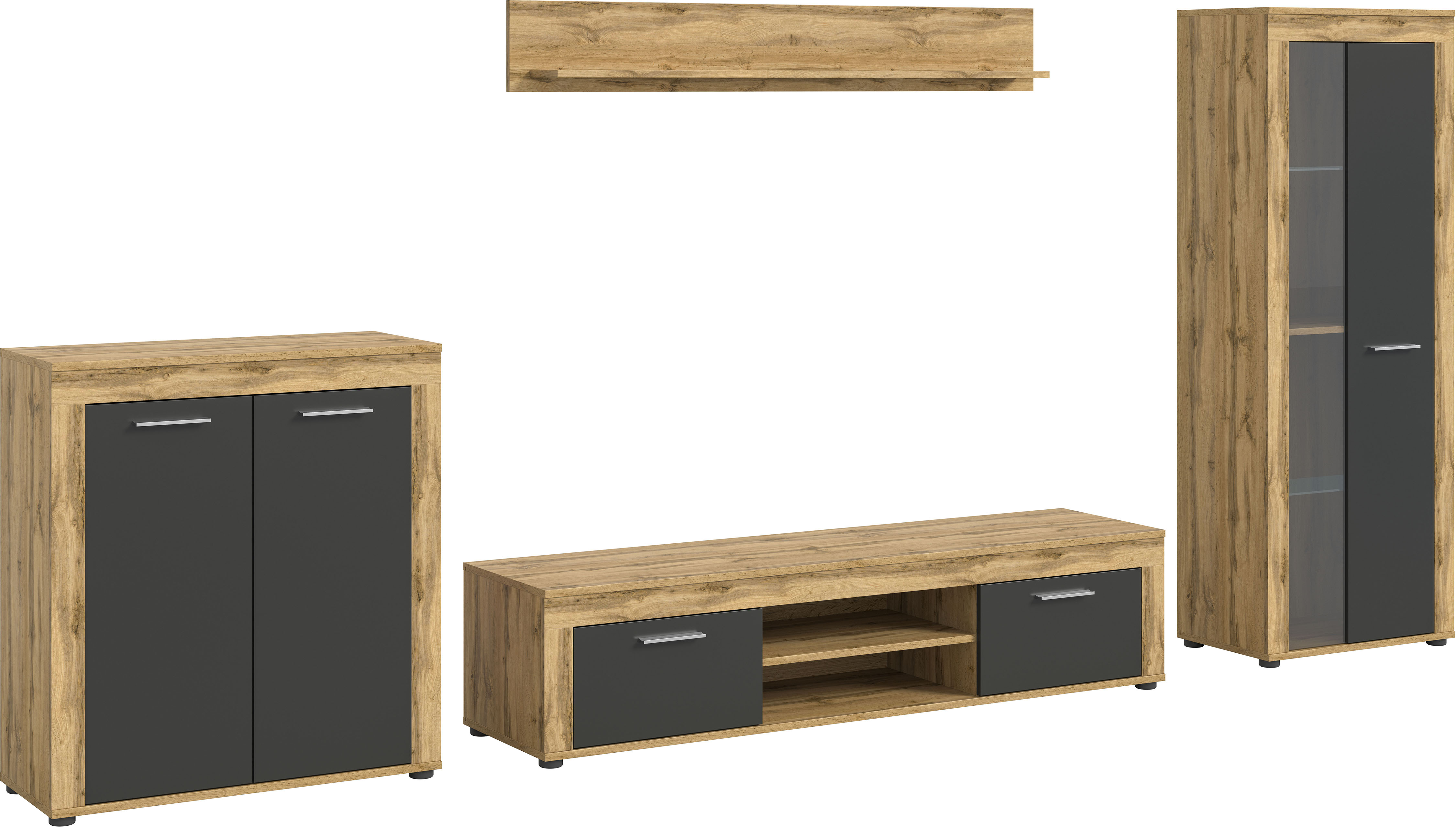 INOSIGN Wohnwand "Aosta, Breite 330cm, best. aus Highboard, Lowboard, Wandb günstig online kaufen