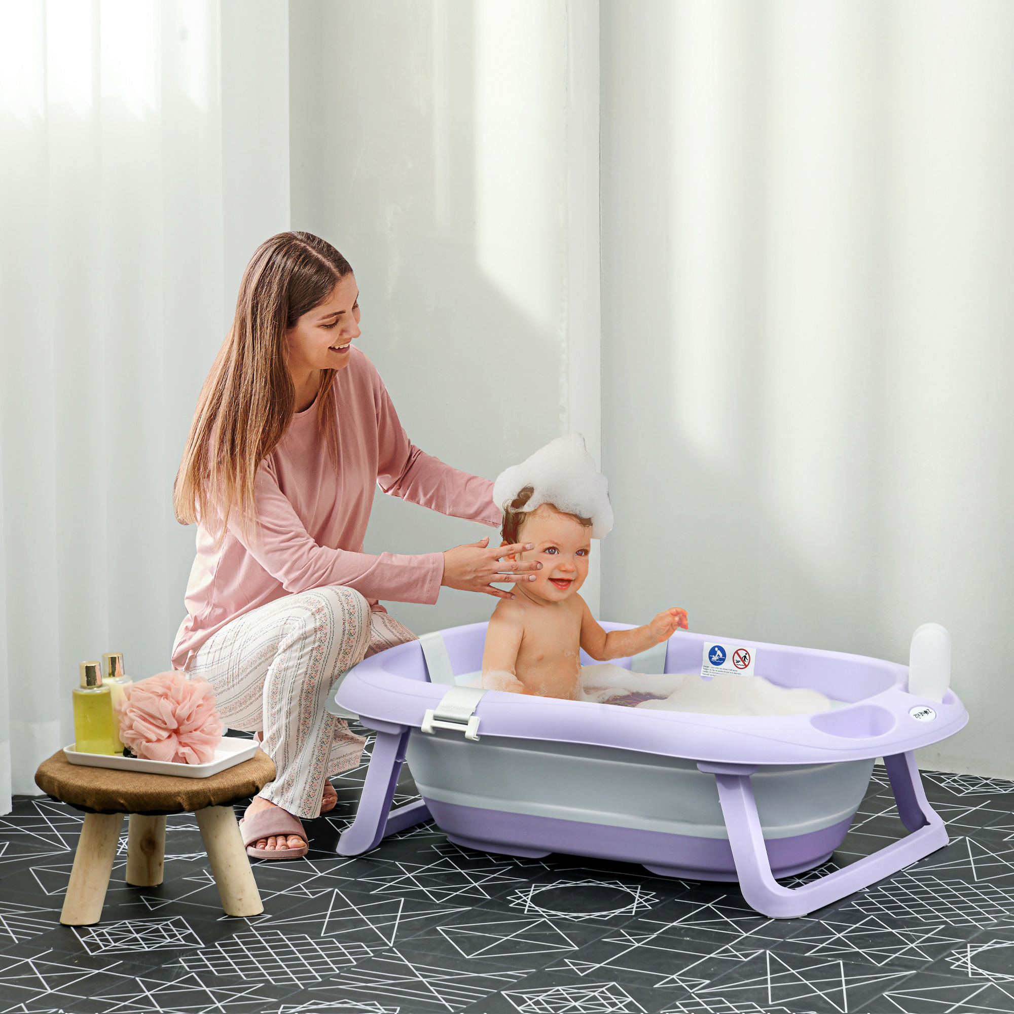 ZONEKIZ Falteimer für Kinder 0-6 Jahre mit Kissen und 2 Aufbewahrungsfächer günstig online kaufen