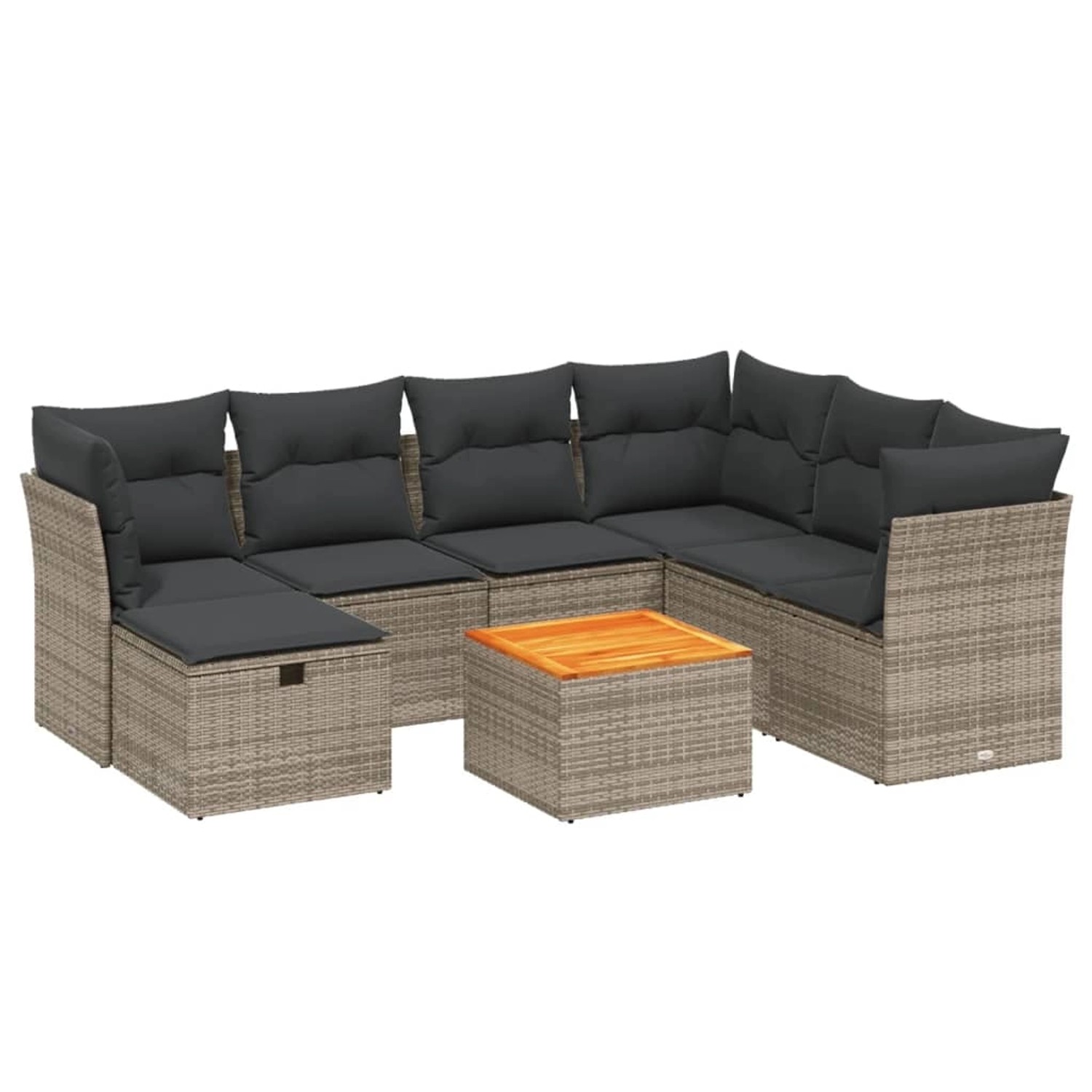 vidaXL 8-Tlg Garten-Sofagarnitur mit Kissen Grau Poly Rattan 3264742 günstig online kaufen