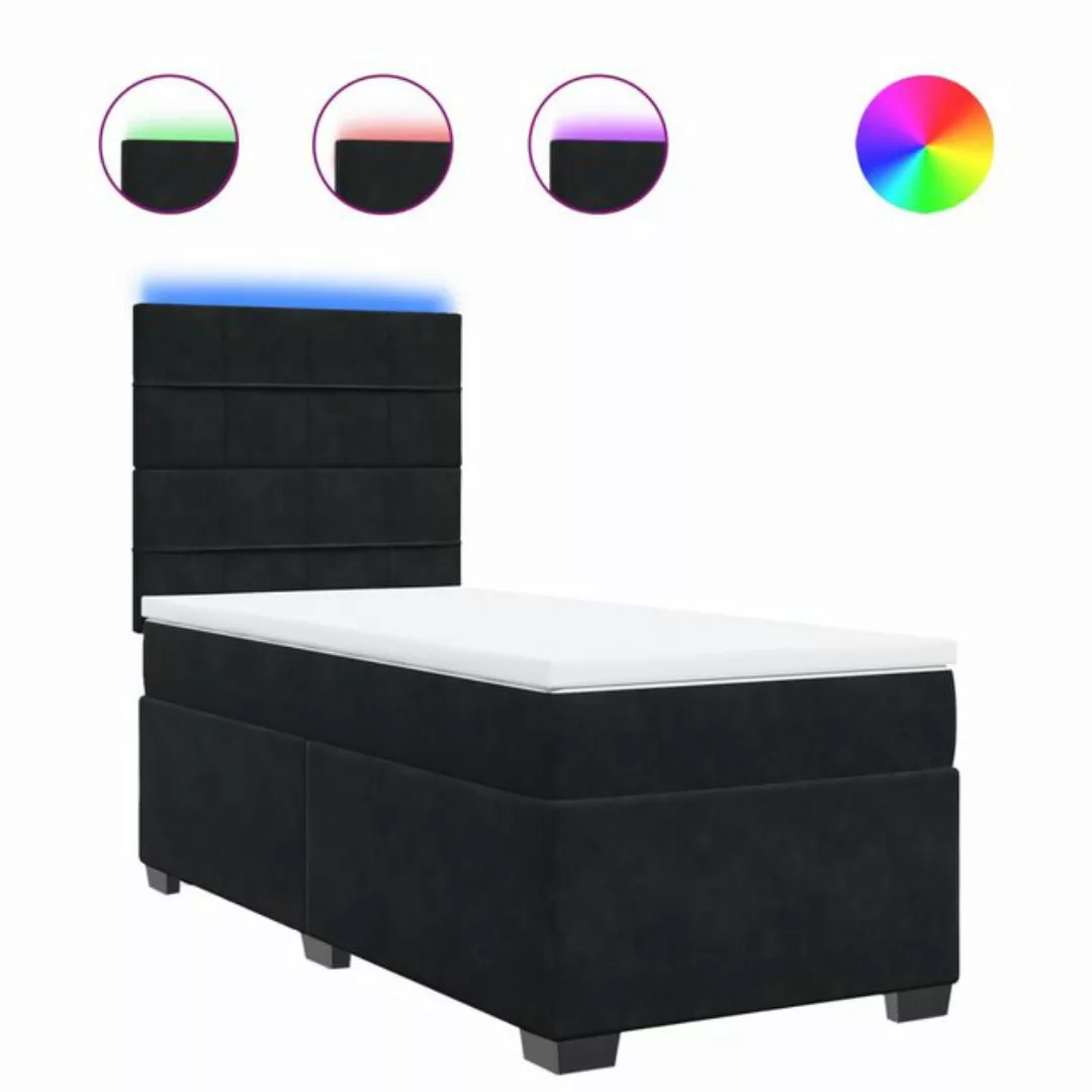 vidaXL Bett Boxspringbett mit Matratze Schwarz 80x200 cm Samt günstig online kaufen