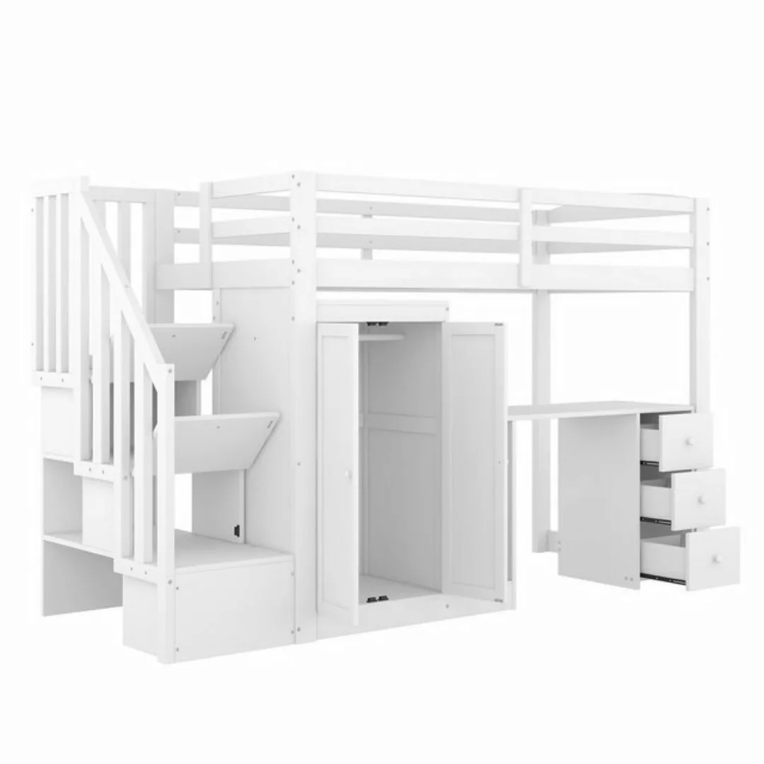 Odikalo Kinderbett Hochbett, Kleiderschrank Treppe Schreibtisch Schubladen, günstig online kaufen