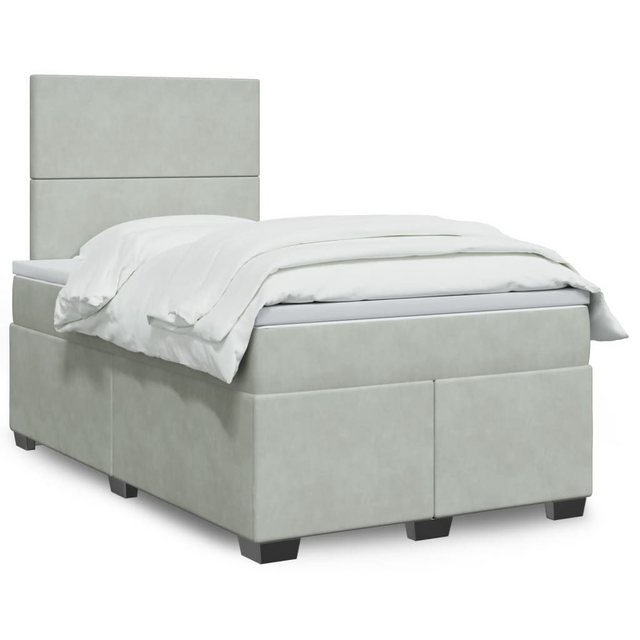 furnicato Bettgestell Boxspringbett mit Matratze Hellgrau 120x200 cm Samt günstig online kaufen