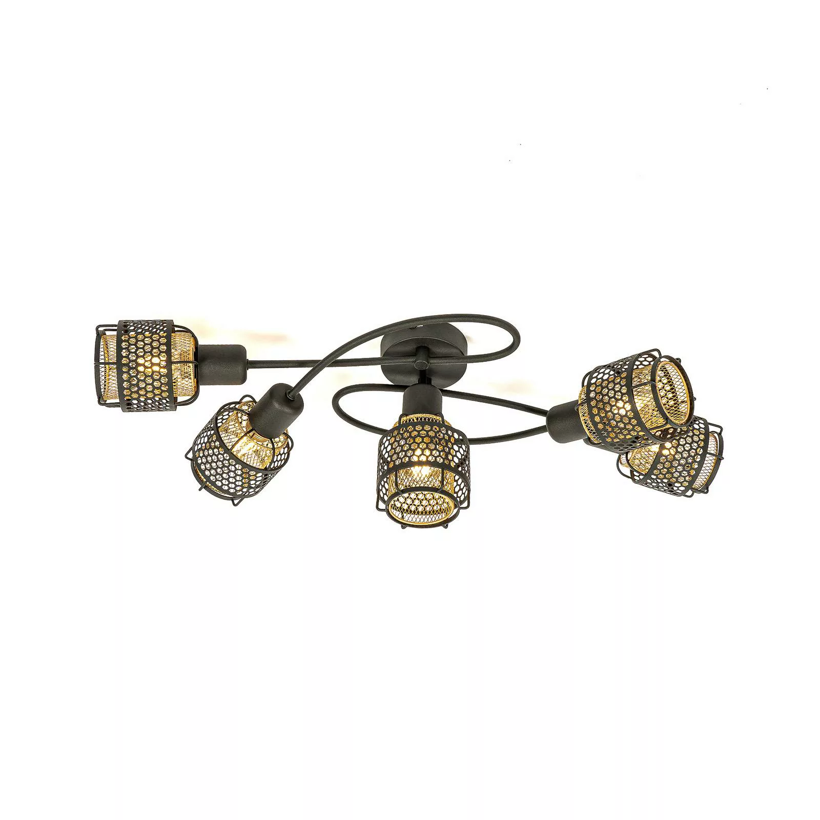 Lindby Eudoria Deckenlampe 5-flammig schwarz/gold günstig online kaufen