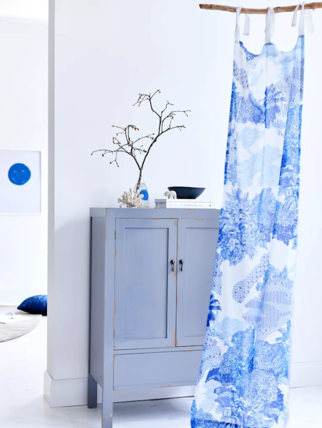 Organdy-Vorhang impré Blau günstig online kaufen