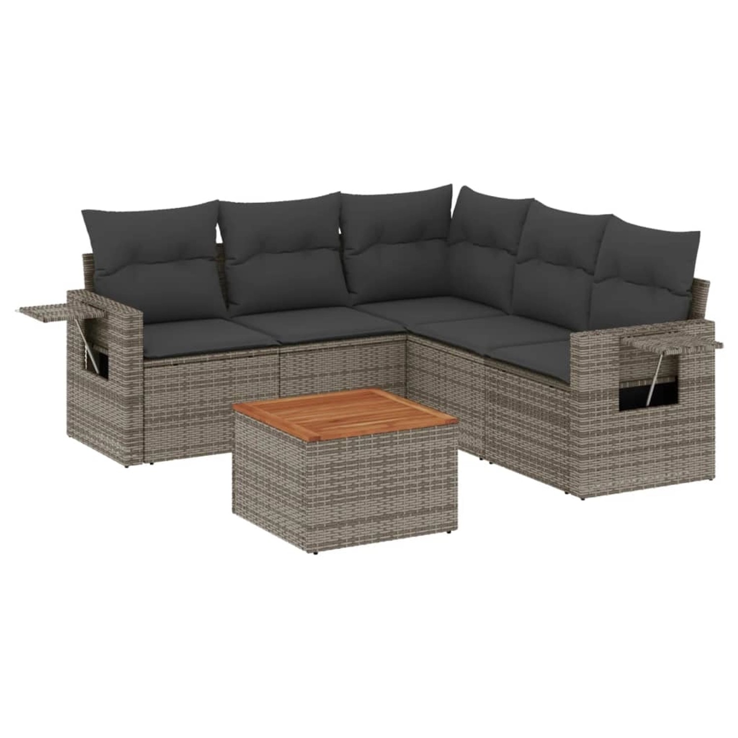 vidaXL 6-tlg Garten-Sofagarnitur mit Kissen Grau Poly Rattan Modell 145 günstig online kaufen