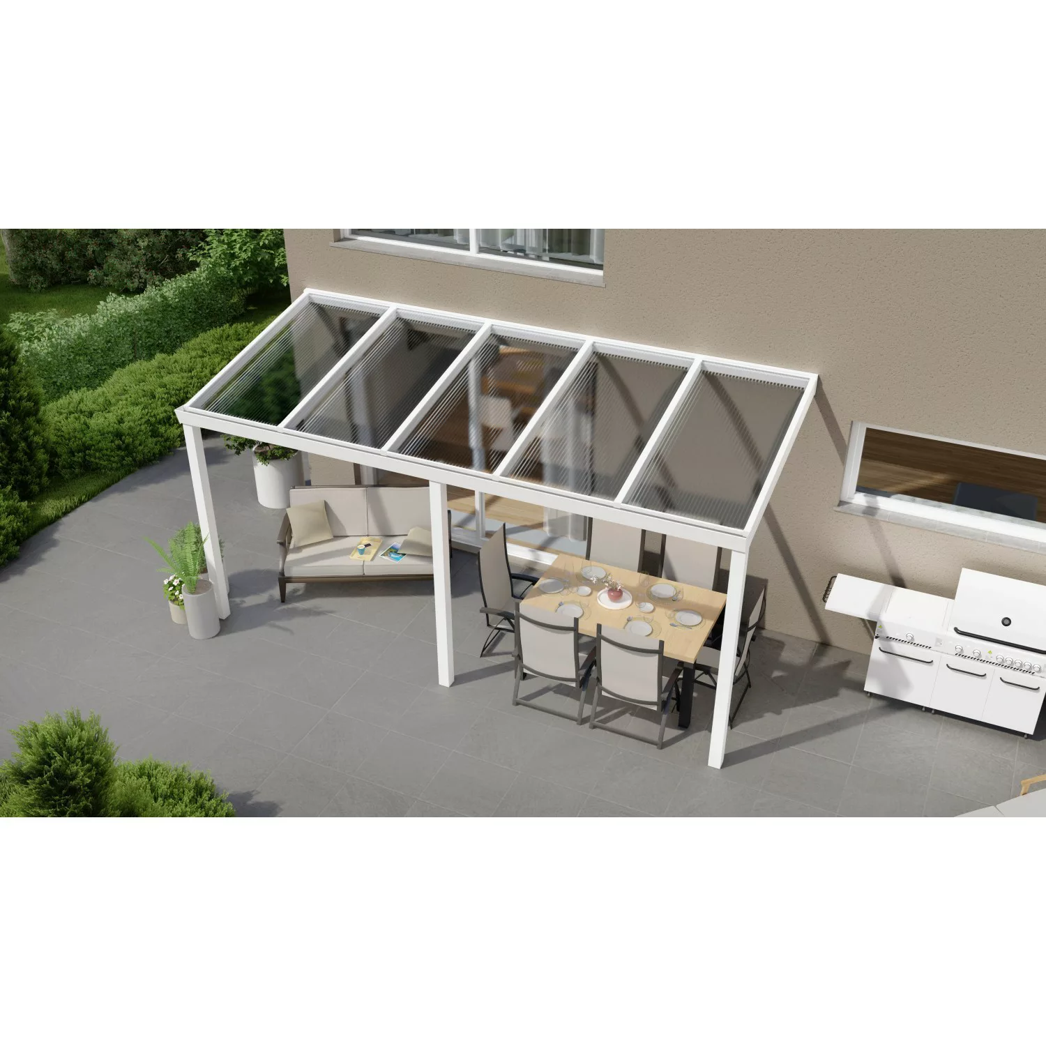 Terrassenüberdachung Professional 500 cm x 200 cm Weiß PC Klar günstig online kaufen