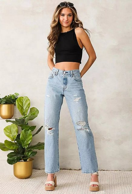 CHENIN Bequeme Jeans Bequeme, gerade, modische denim-hose mit hoher taille günstig online kaufen