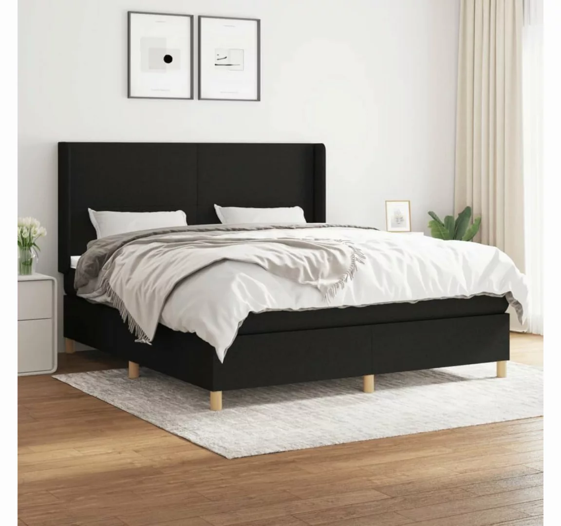 furnicato Bett Boxspringbett mit Matratze Schwarz 160x200 cm Stoff günstig online kaufen