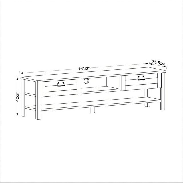 en.casa TV-Schrank Hashøj TV Board 42 x 161 x35,5cm zwei Staufächer Eiche / günstig online kaufen