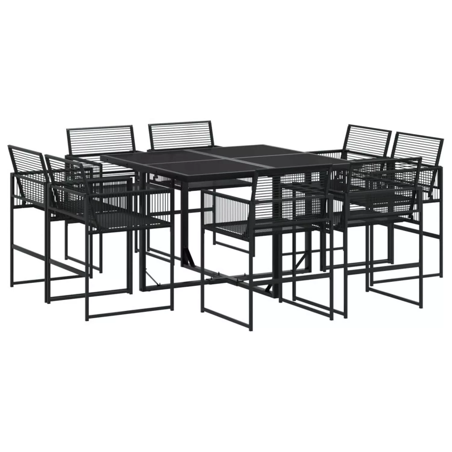 vidaXL 9-tlg Garten-Essgruppe Schwarz Poly Rattan Modell 7 günstig online kaufen