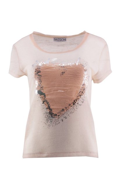 Passioni T-Shirt T-Shirt mit Metallic-Print und Strass Herz auf der Vorders günstig online kaufen