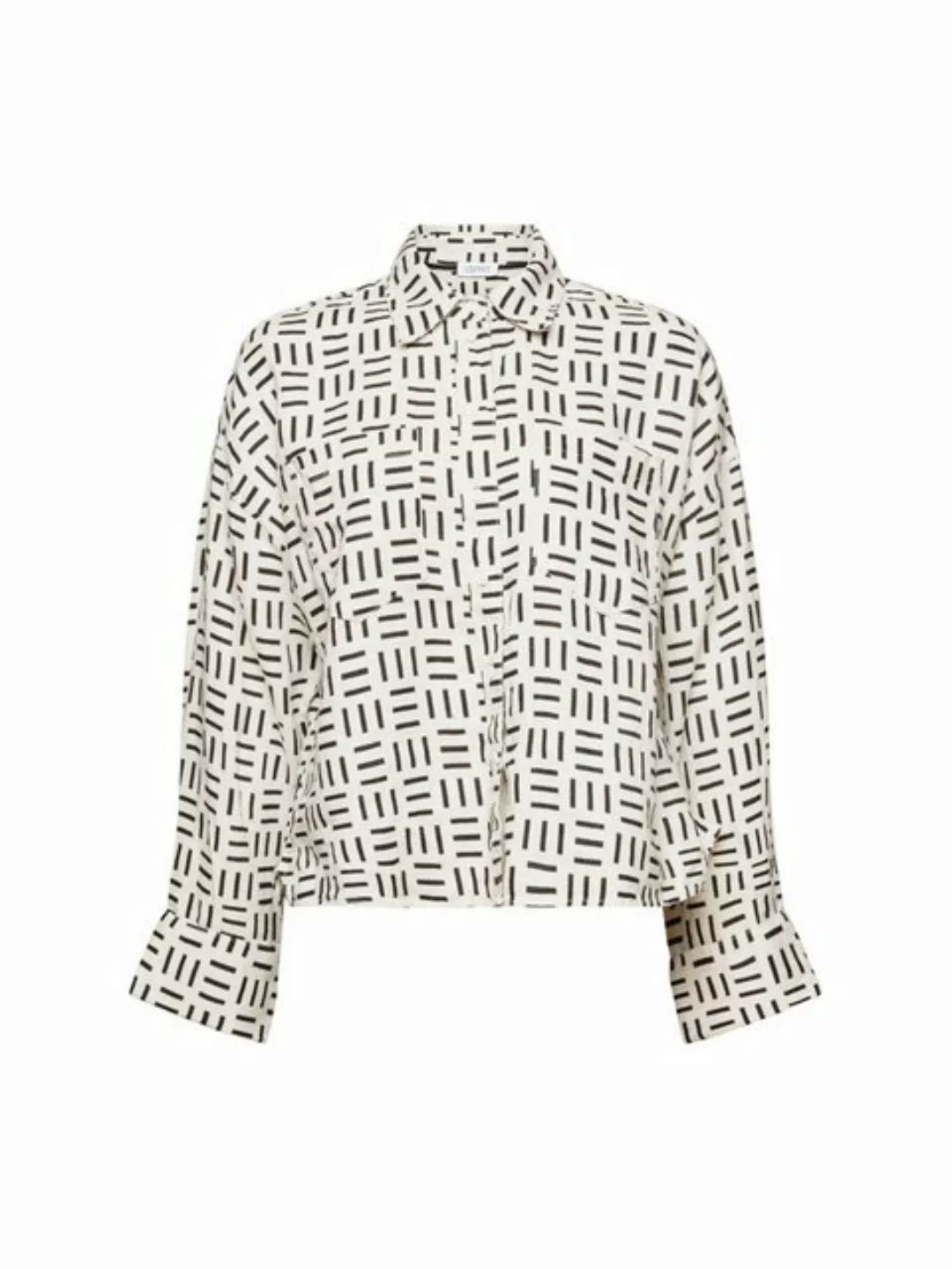 Esprit Langarmbluse Hemd aus Leinen mit Print günstig online kaufen