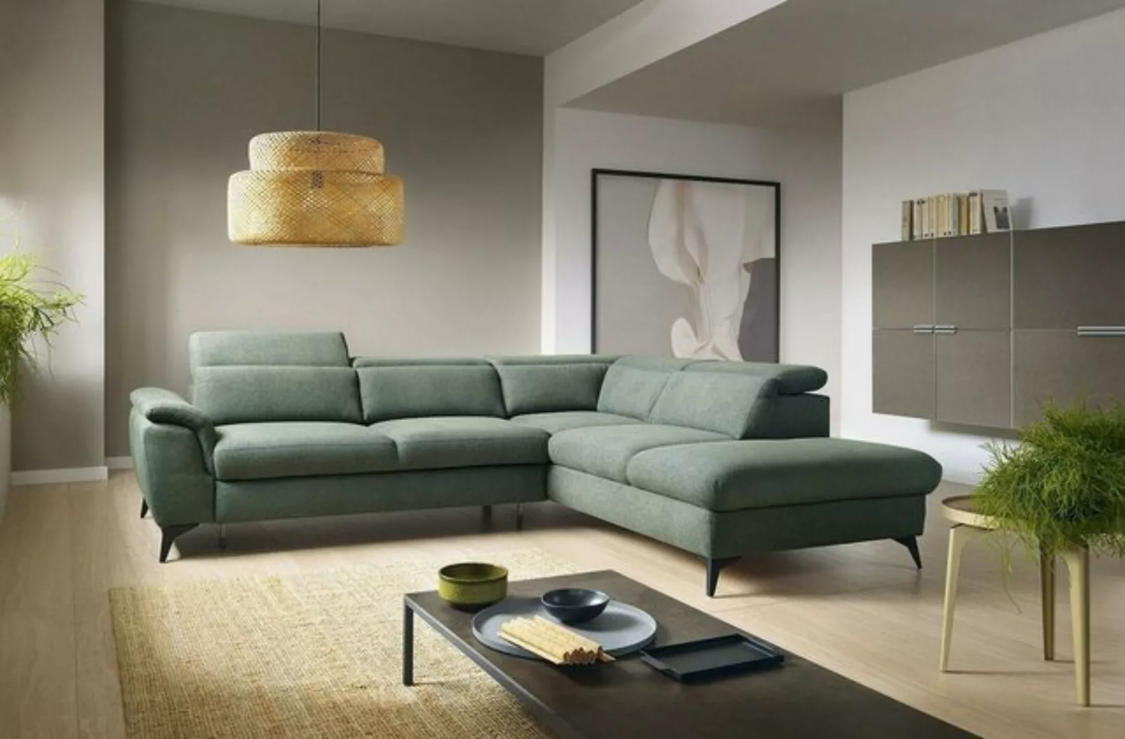 JVmoebel Ecksofa, Wohnzimmer L-Form Modern Grün Design Sofas Neu Ecksofa Po günstig online kaufen