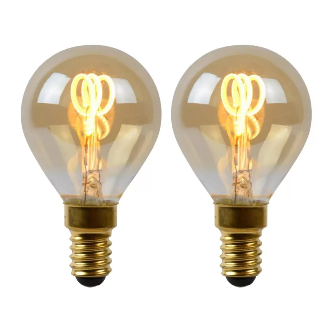 LED Leuchtmittel E14 Tropfen - P45 in Amber 3W 165lm 2er-Pack günstig online kaufen