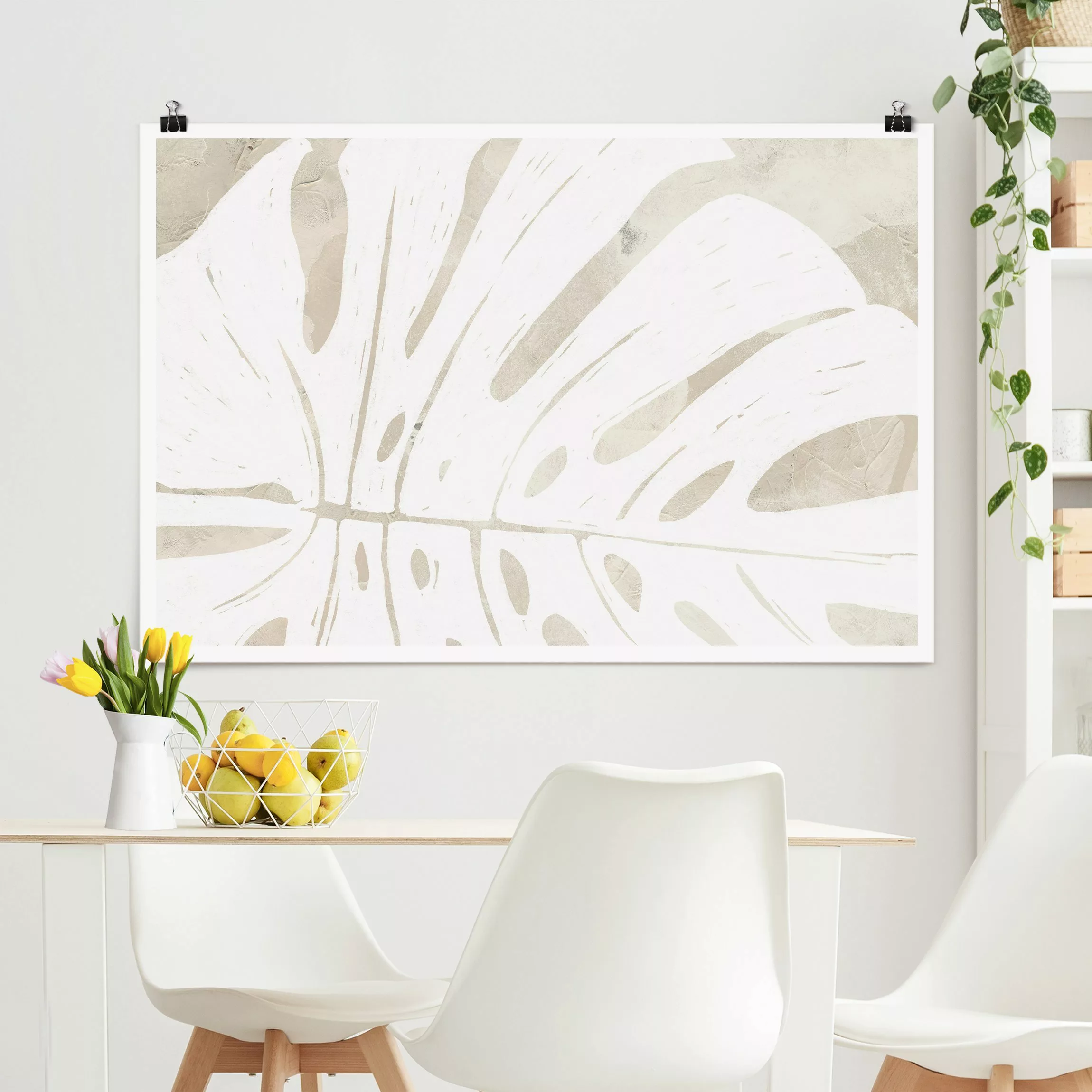 Poster Monstera Silhouette auf Leinen günstig online kaufen