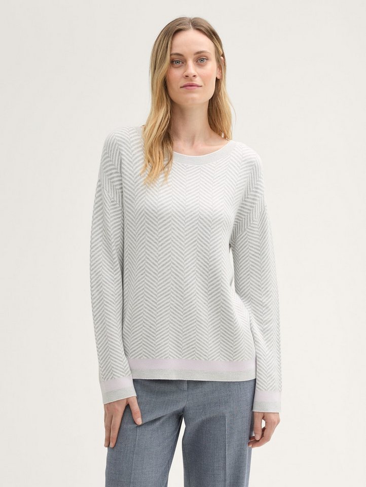 TOM TAILOR Strickpullover Fischgrät Pullover mit LENZING™ EcoVero™ günstig online kaufen