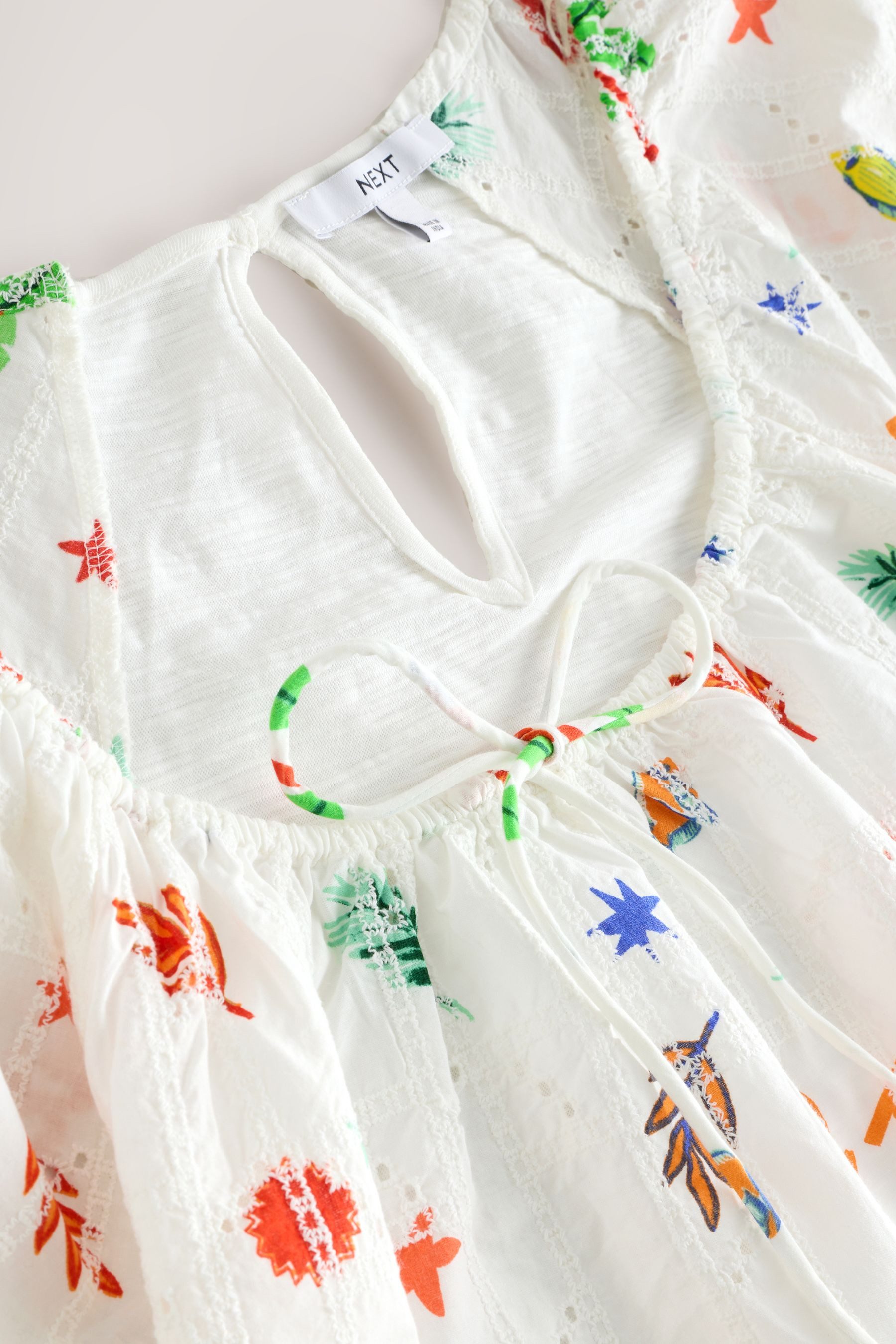 Next Kurzarmbluse Boho-Kurzarmoberteil mit Lochstickerei, Kurzgröße günstig online kaufen