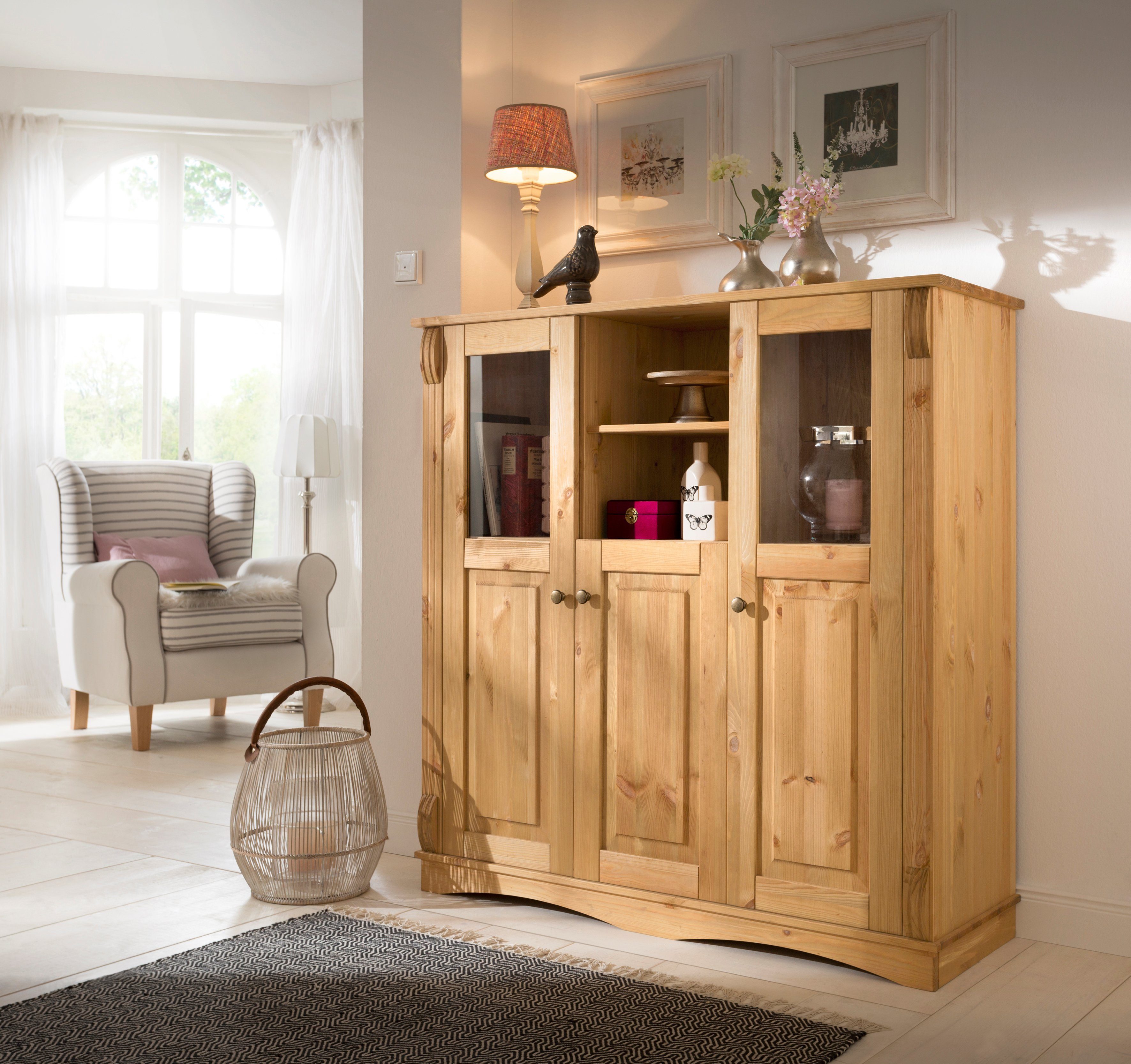 Home affaire Highboard "Teresa", (Maße (B/T/H): 119/40/120 cm), Vitrine, Tü günstig online kaufen